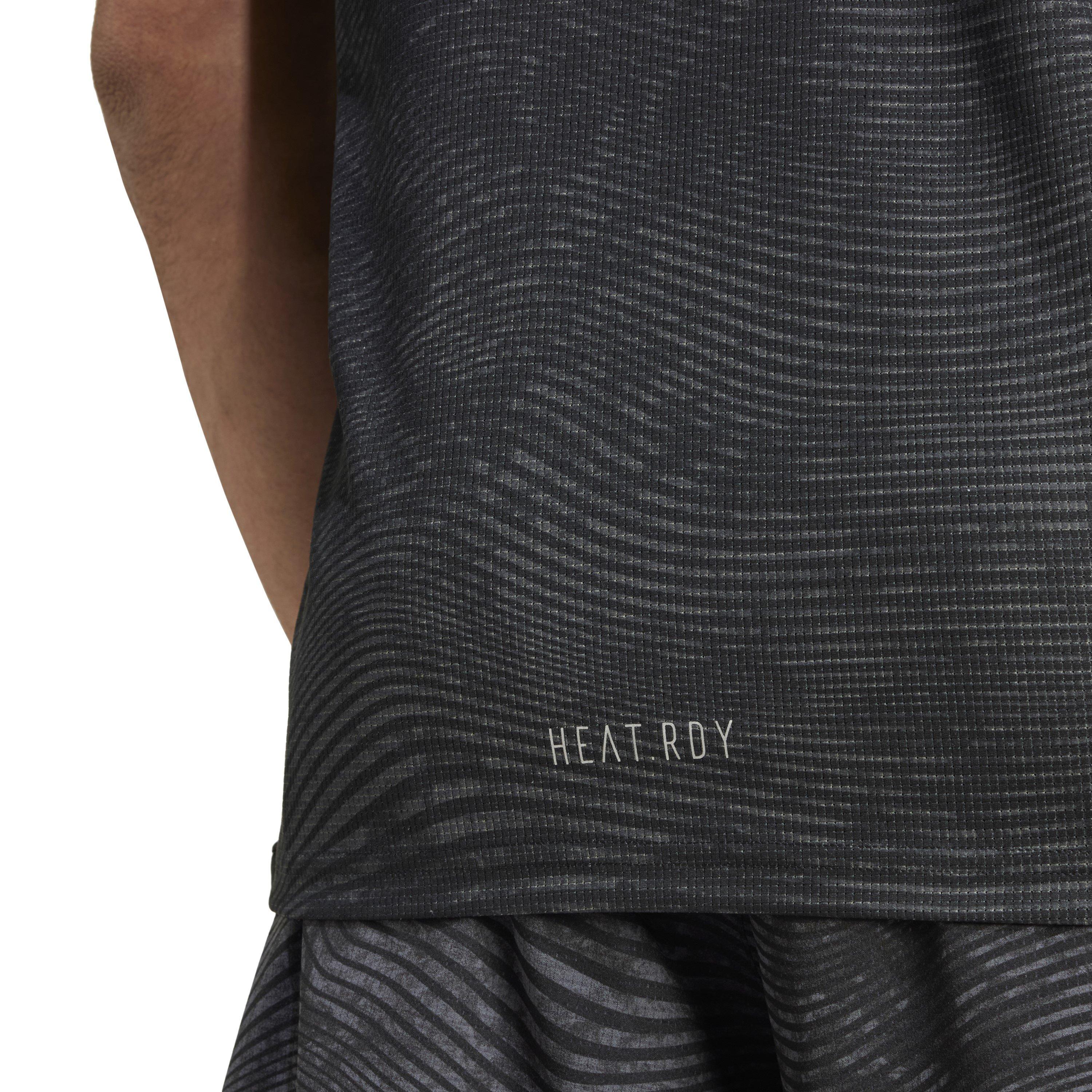 Grey - adidas - All Over Print Short Sleeve Performance Gym Top - 6