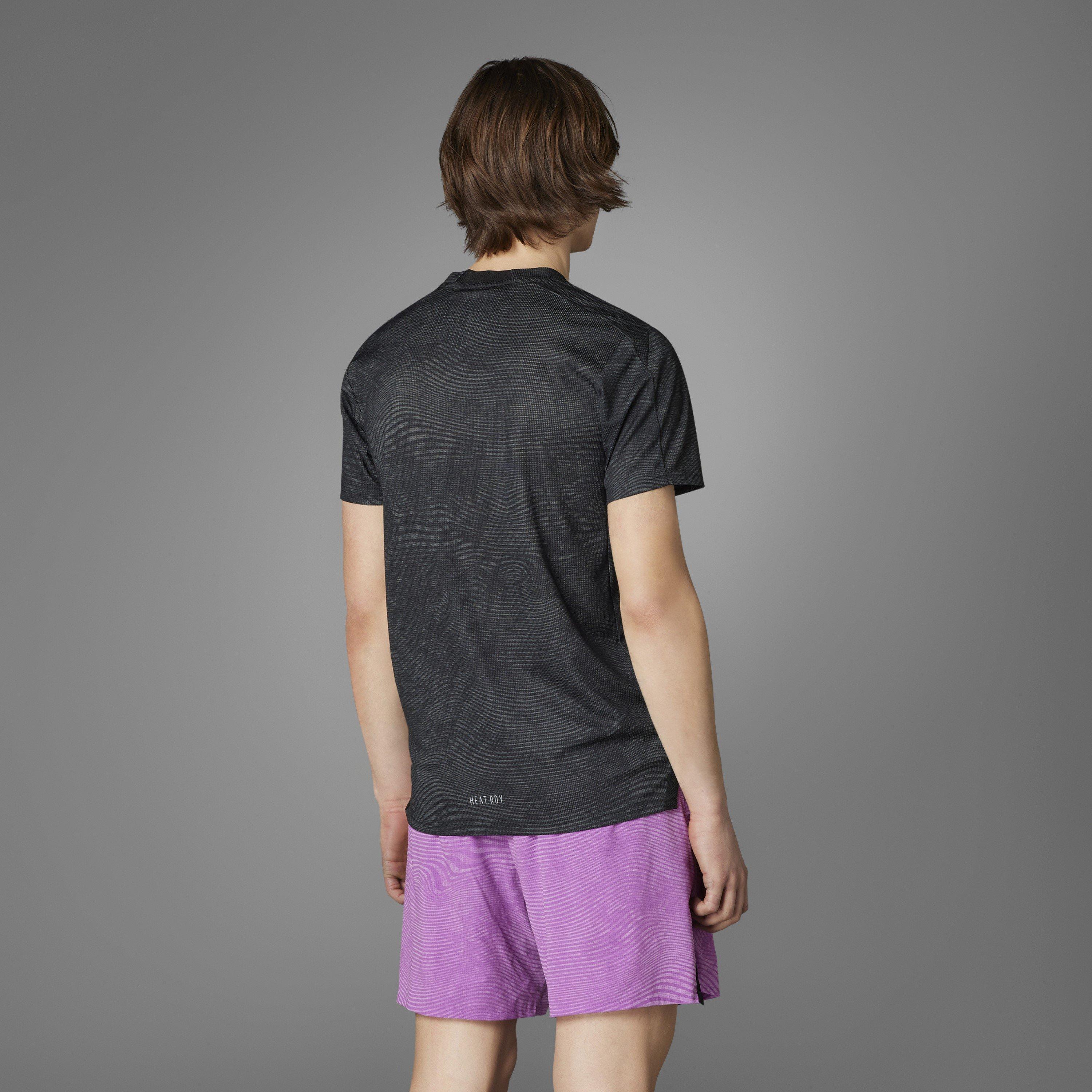 Grey - adidas - All Over Print Short Sleeve Performance Gym Top - 9