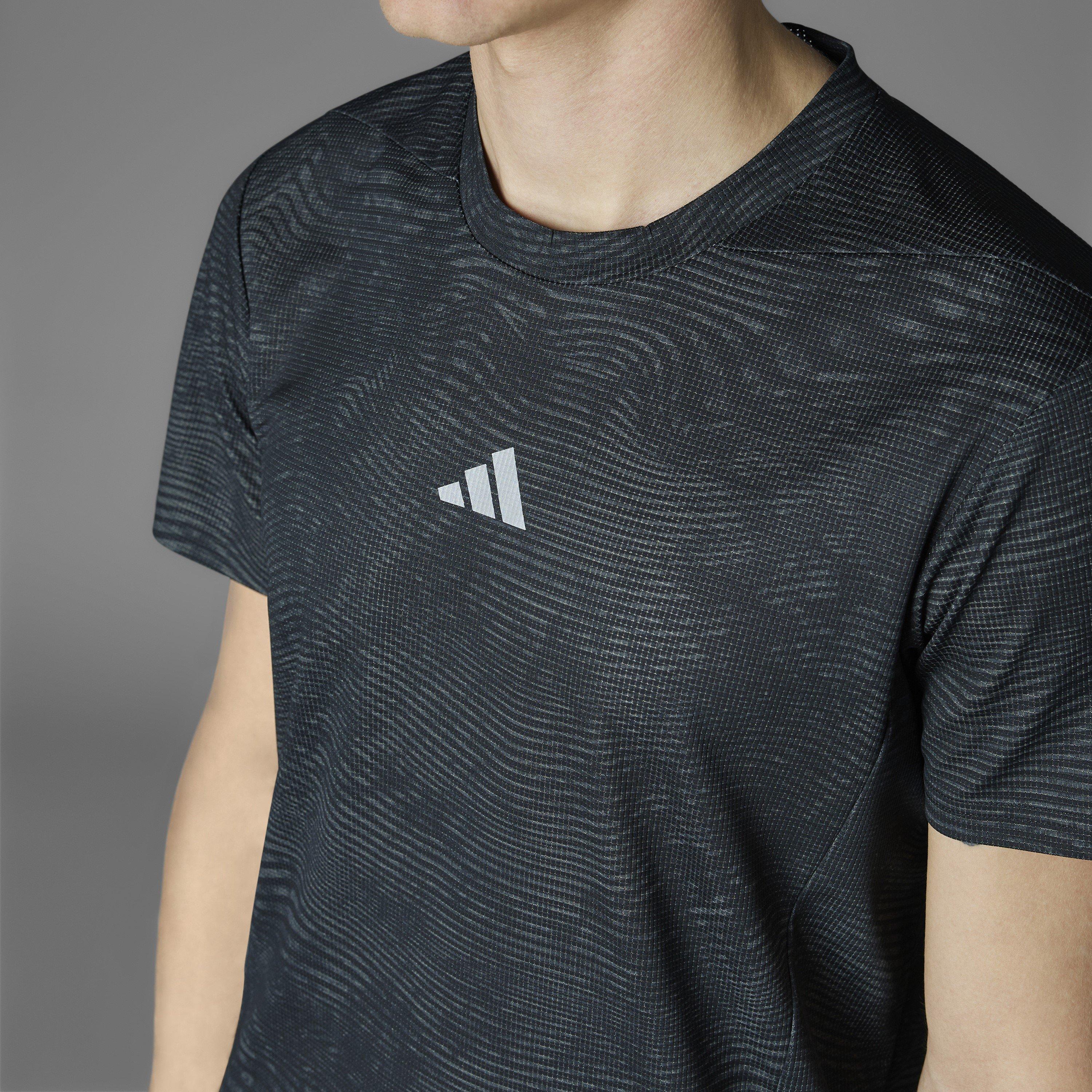 Grey - adidas - All Over Print Short Sleeve Performance Gym Top - 10