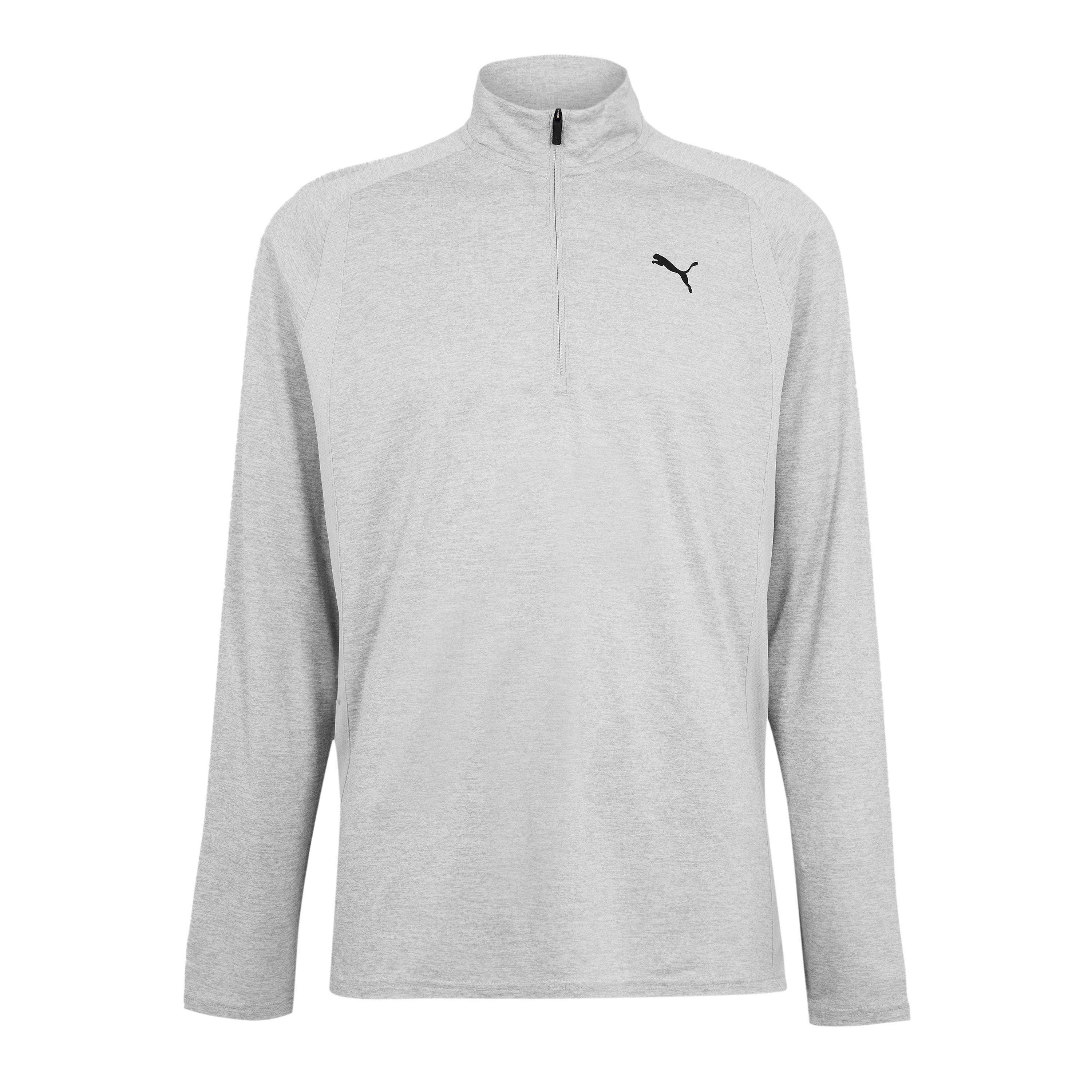 Puma Men's Tad Qz Long Sleeve Performance Gym Top - Grey - XL
