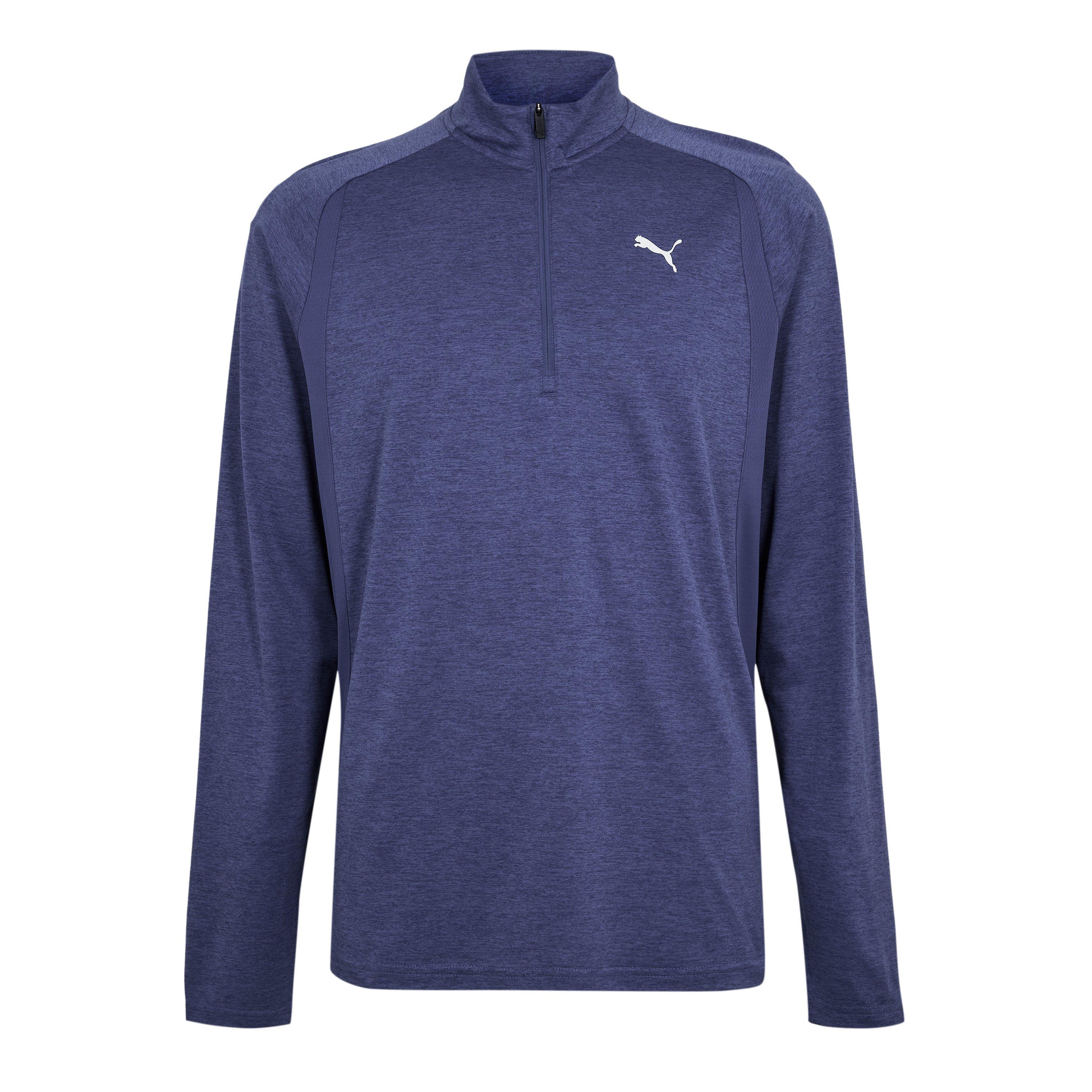 Puma Men's Tad Qz Long Sleeve Performance Gym Top - Blue Heather - M