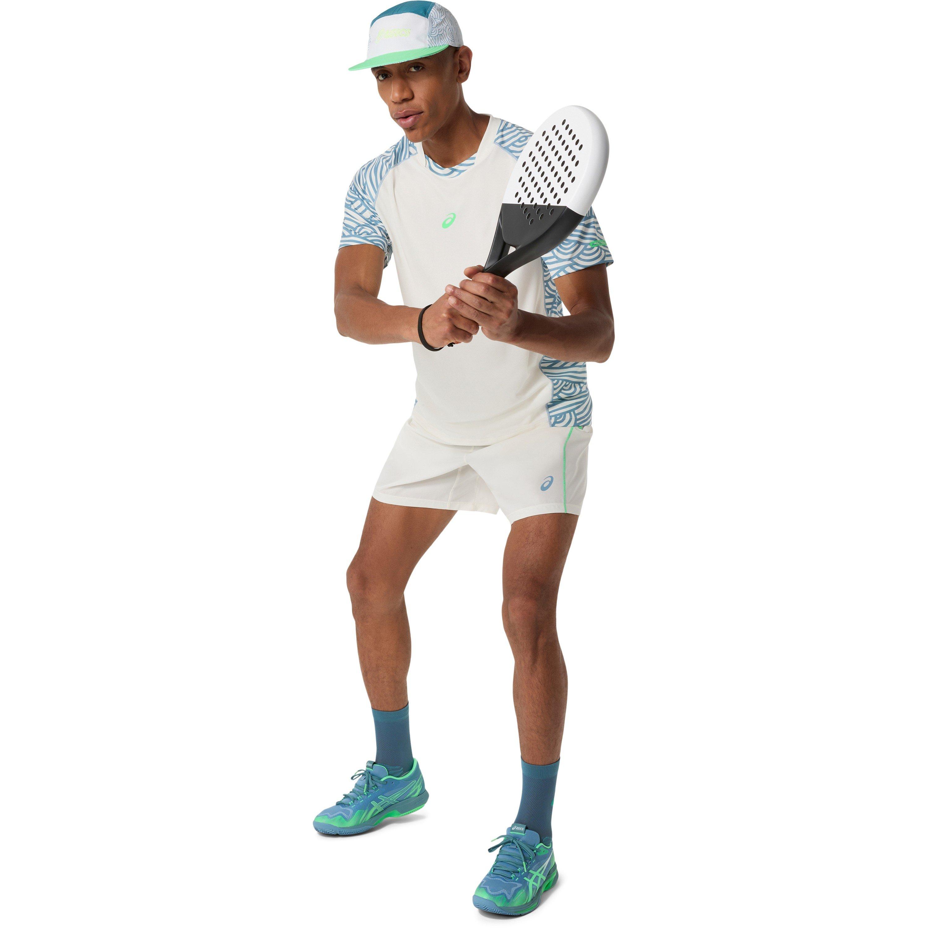 Cream/Saba Blue - Asics - Men's Short Sleeve Performance T-Shirt - 6