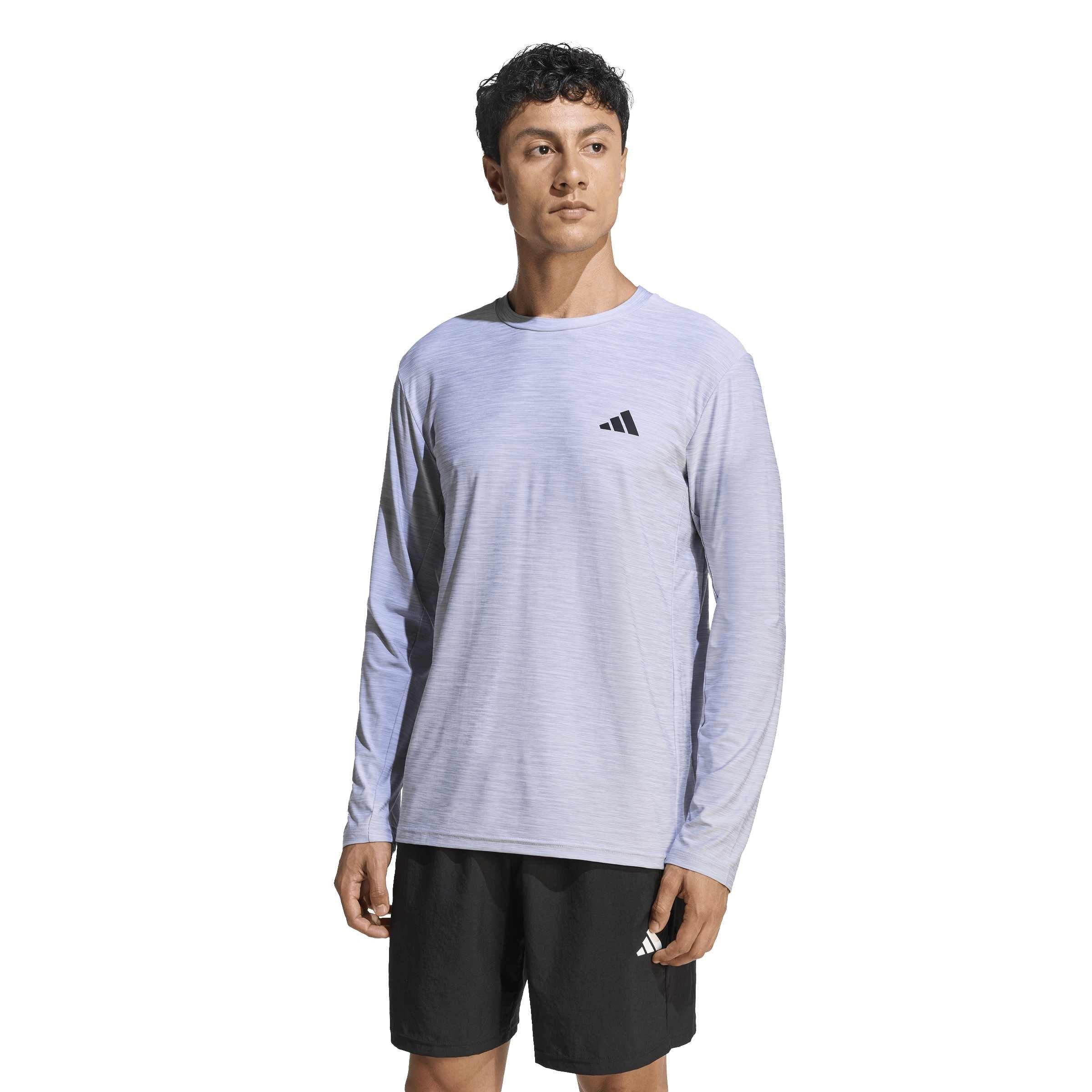 White Melange - adidas - Men's Long Sleeve Performance Gym Top - 2
