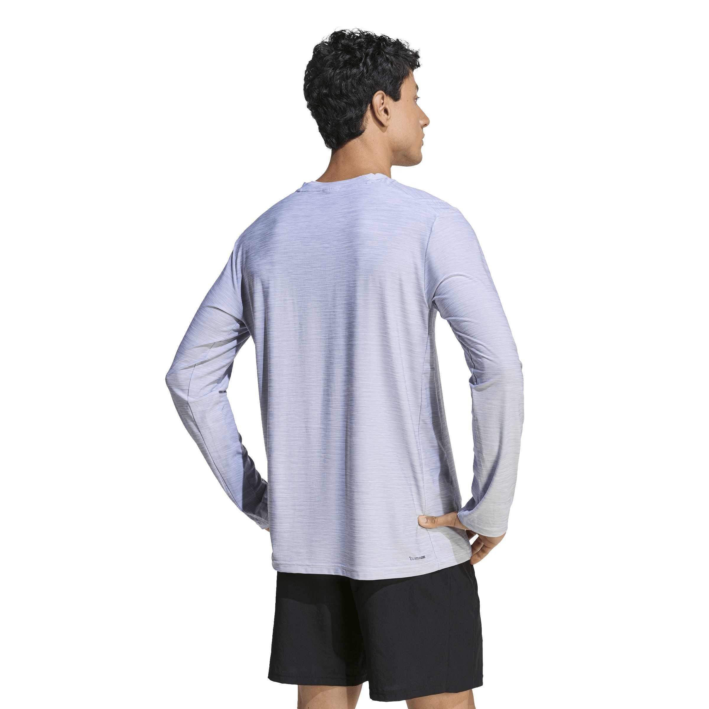 White Melange - adidas - Men's Long Sleeve Performance Gym Top - 3