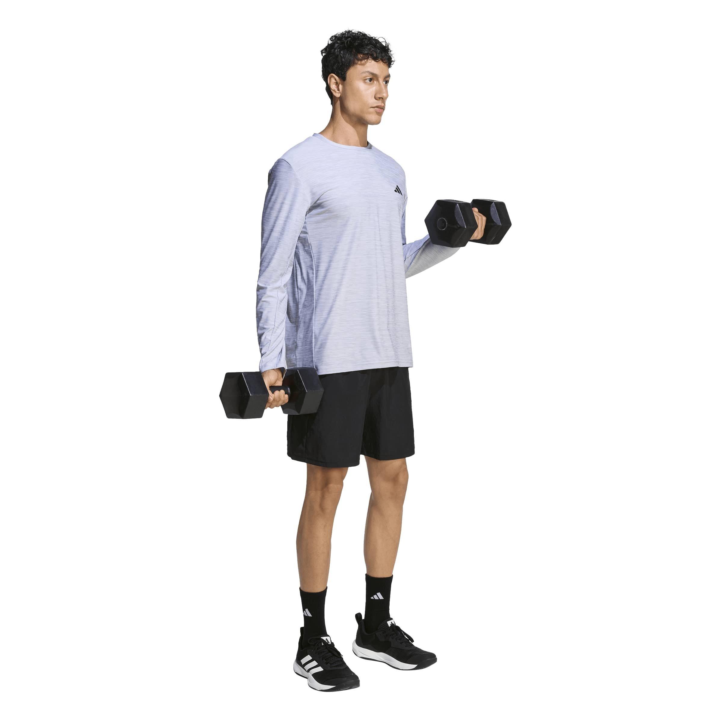 White Melange - adidas - Men's Long Sleeve Performance Gym Top - 6