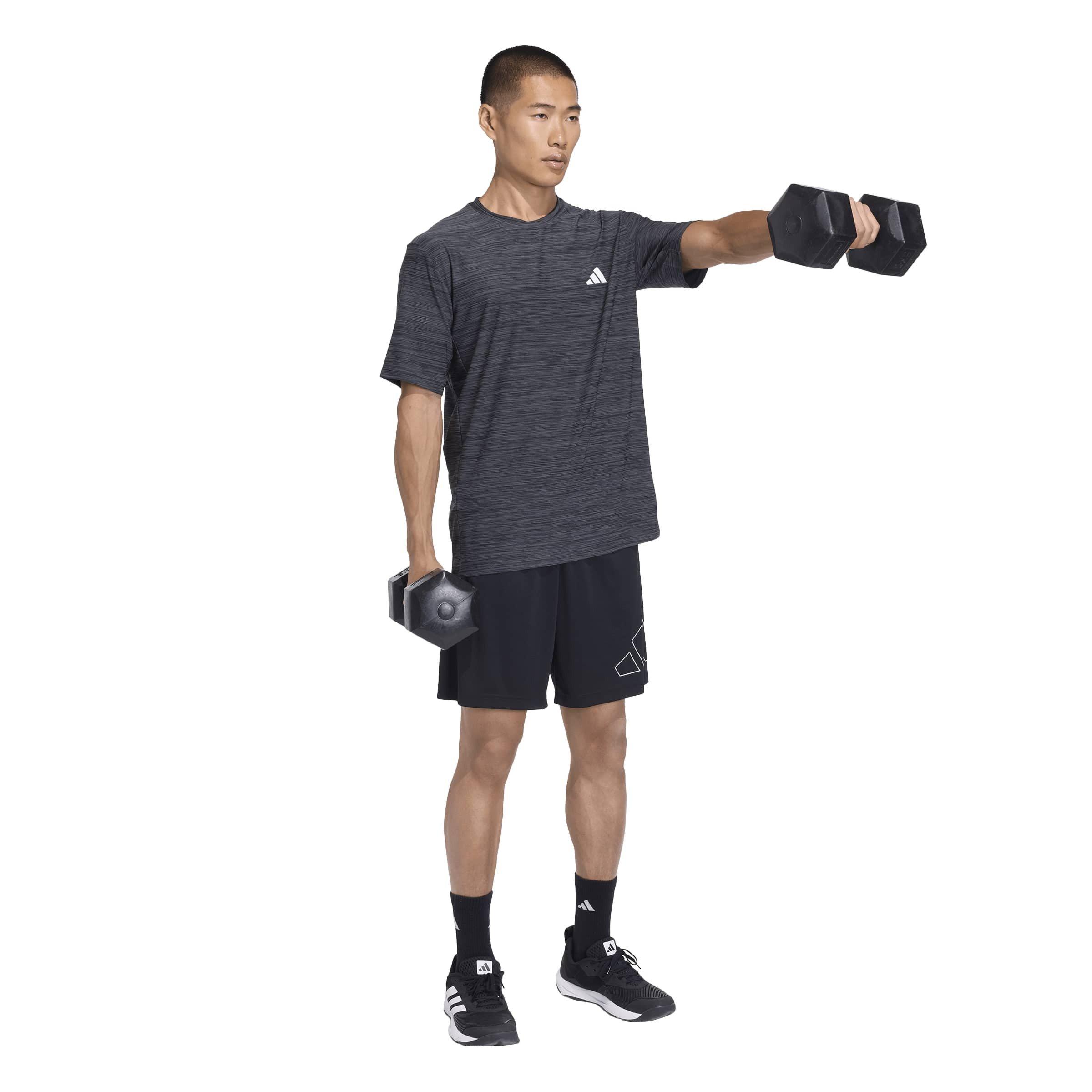 Black/Melange - adidas - Men's Short Sleeve Performance Gym Top - 6