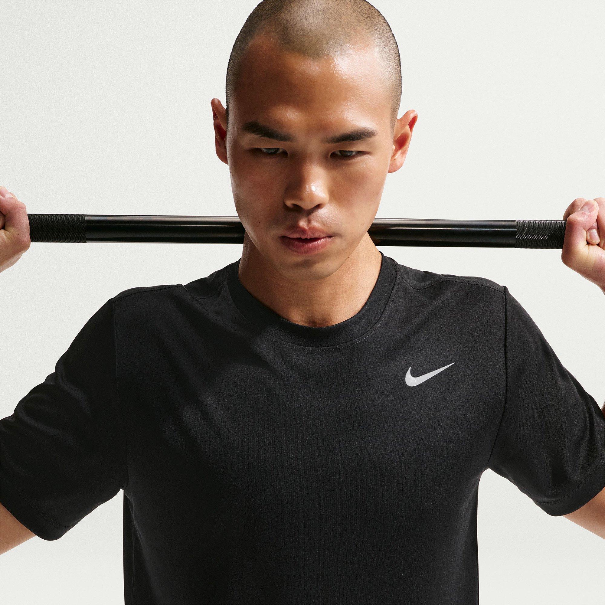 Black/Silver - Nike - Men's Standard Flex Short Sleeve Performance Gym Top - 2