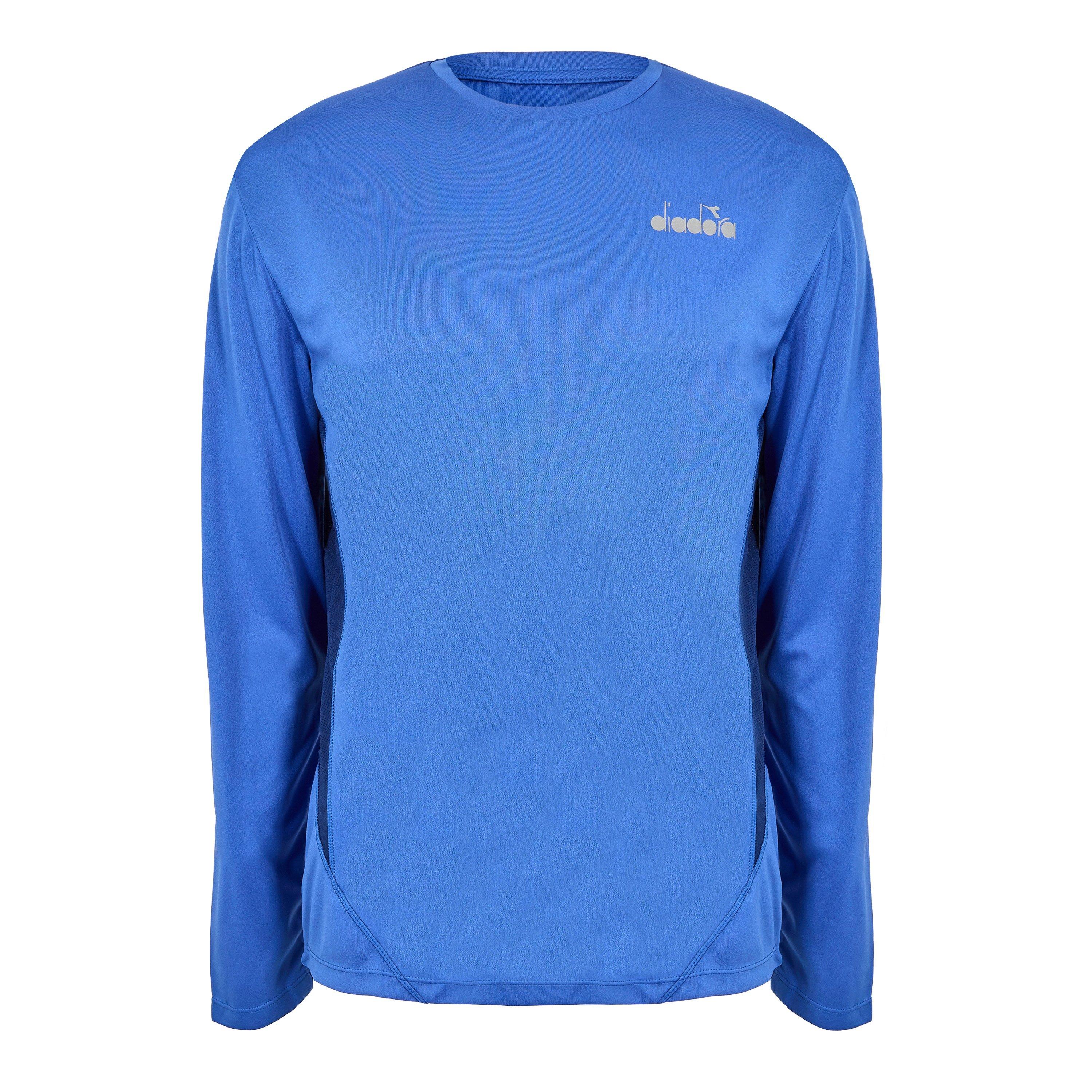 Diadora Men's X-Run Ls Tee Long Sleeve Performance Gym Top - Persian Blue - Medium