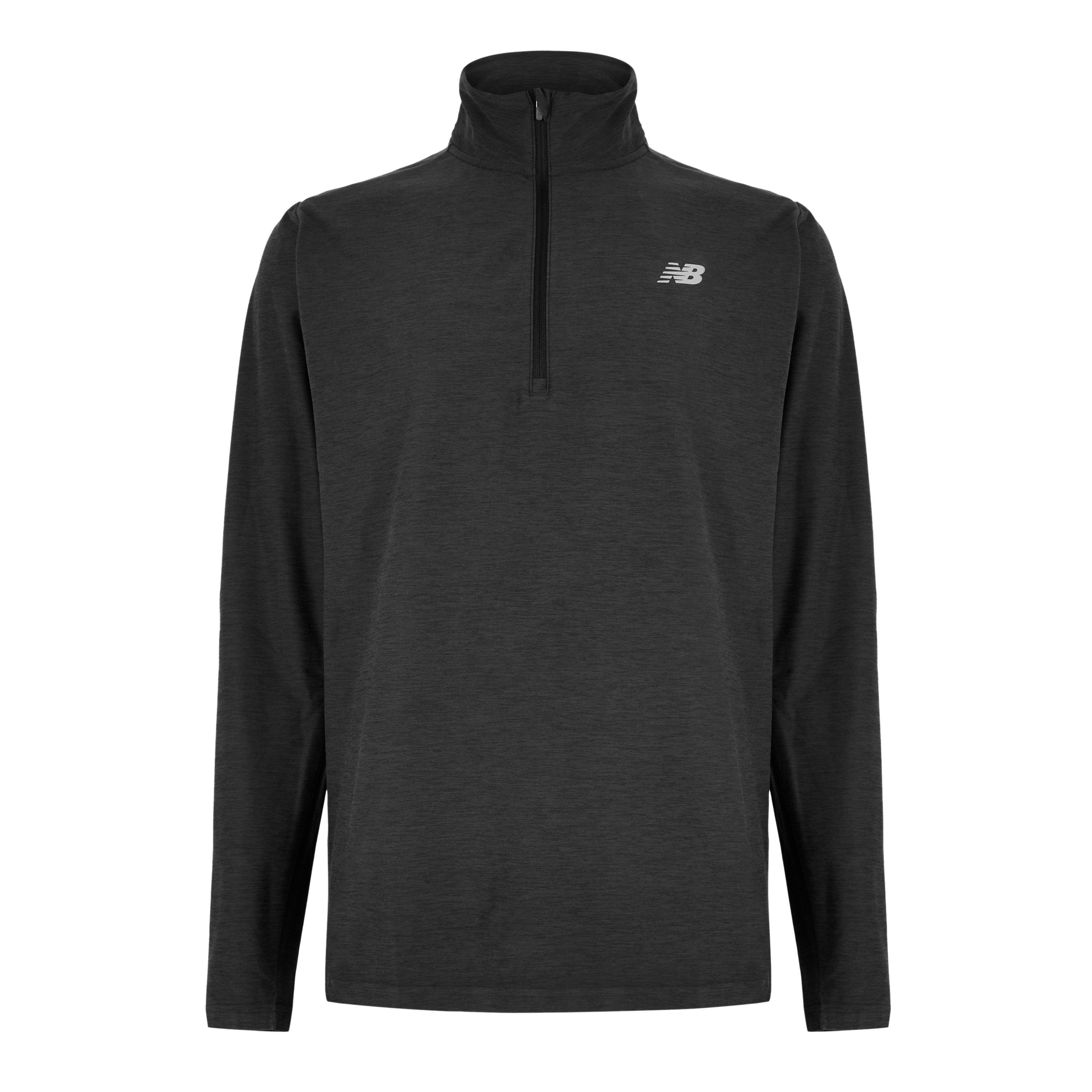 Black - New Balance - Men's Space Dye Quarter-Zip Long-Sleeve Performance Gym Top - 1