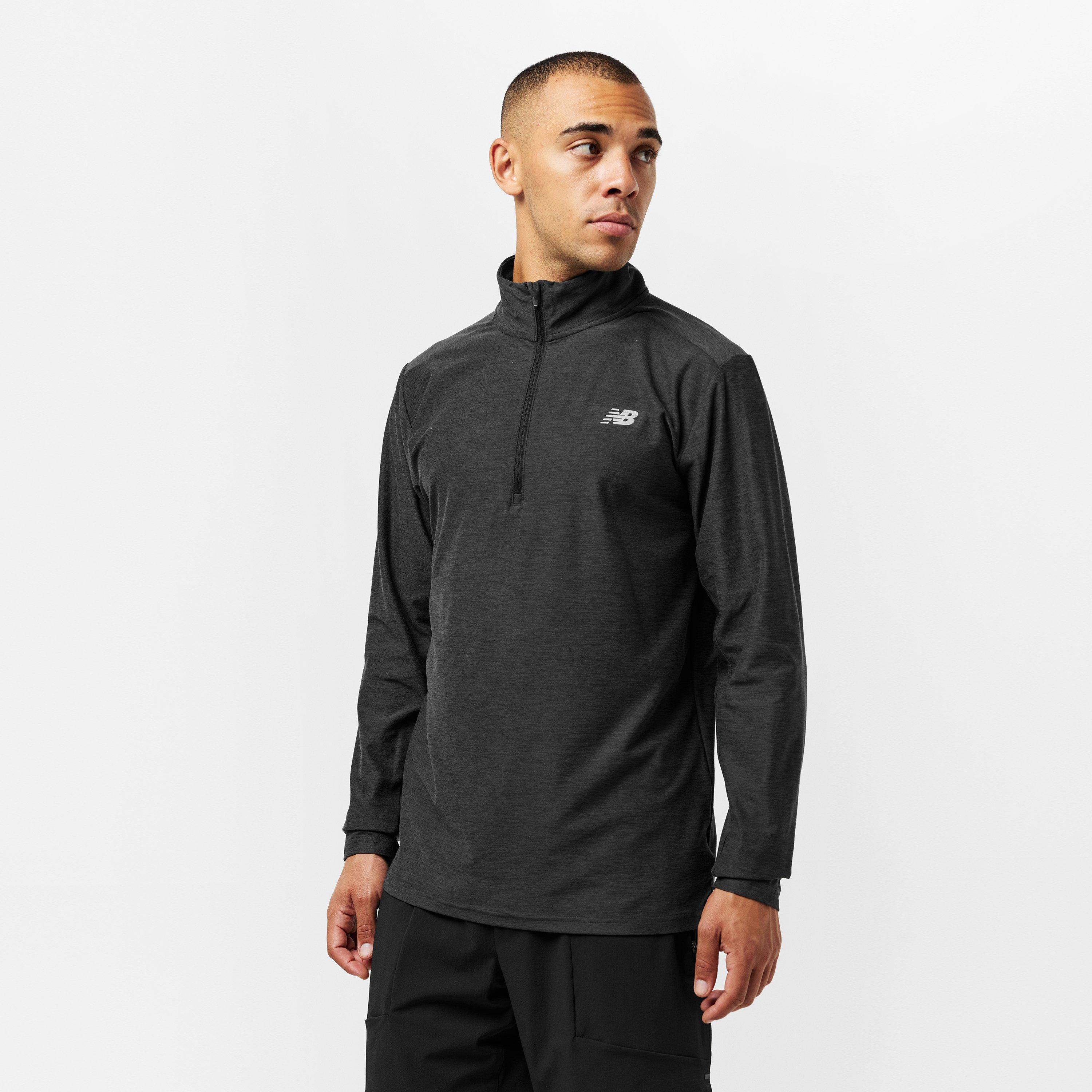 Black - New Balance - Space Dye Quarter-Zip Long-Sleeve Performance Gym Top - 3