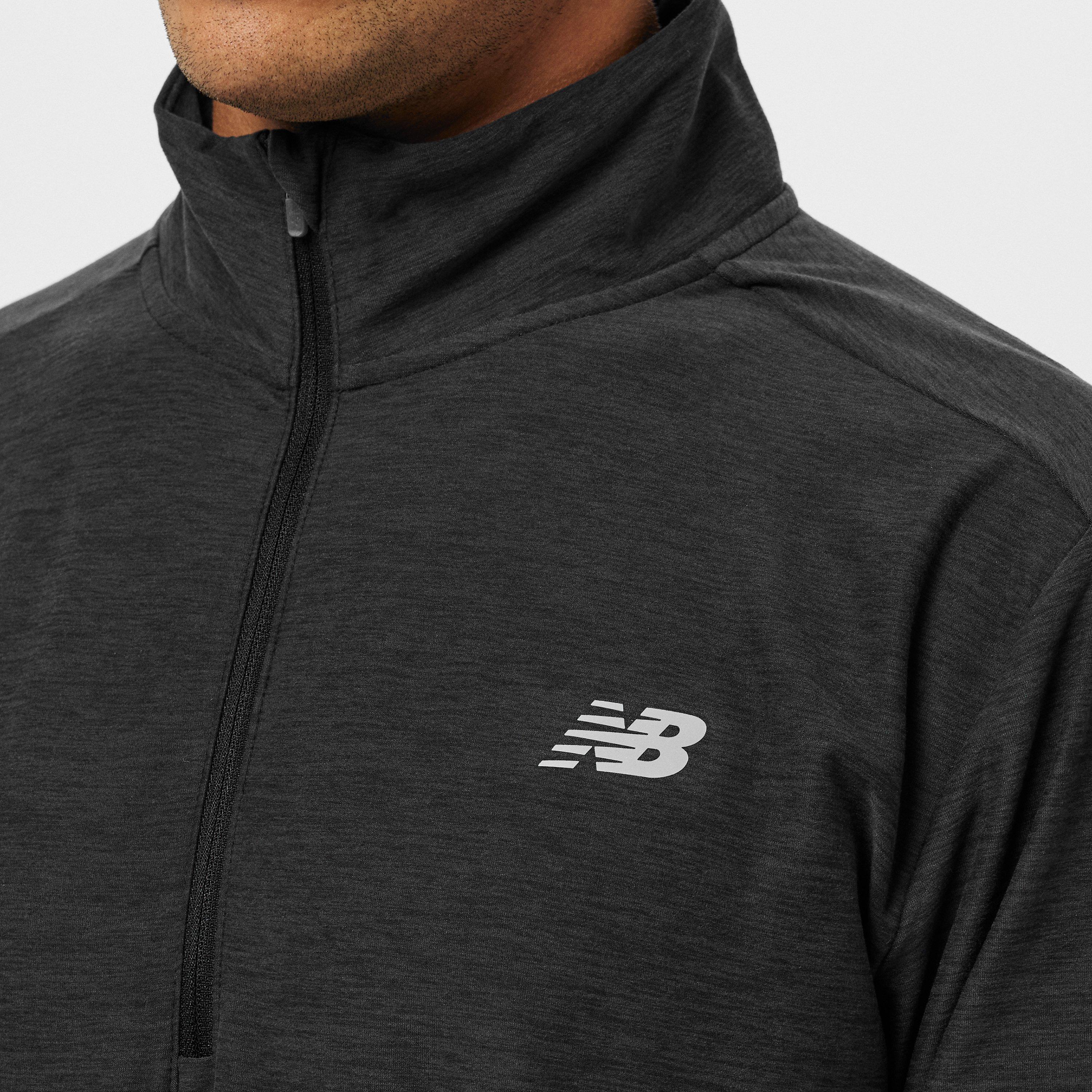 Black - New Balance - Space Dye Quarter-Zip Long-Sleeve Performance Gym Top - 5