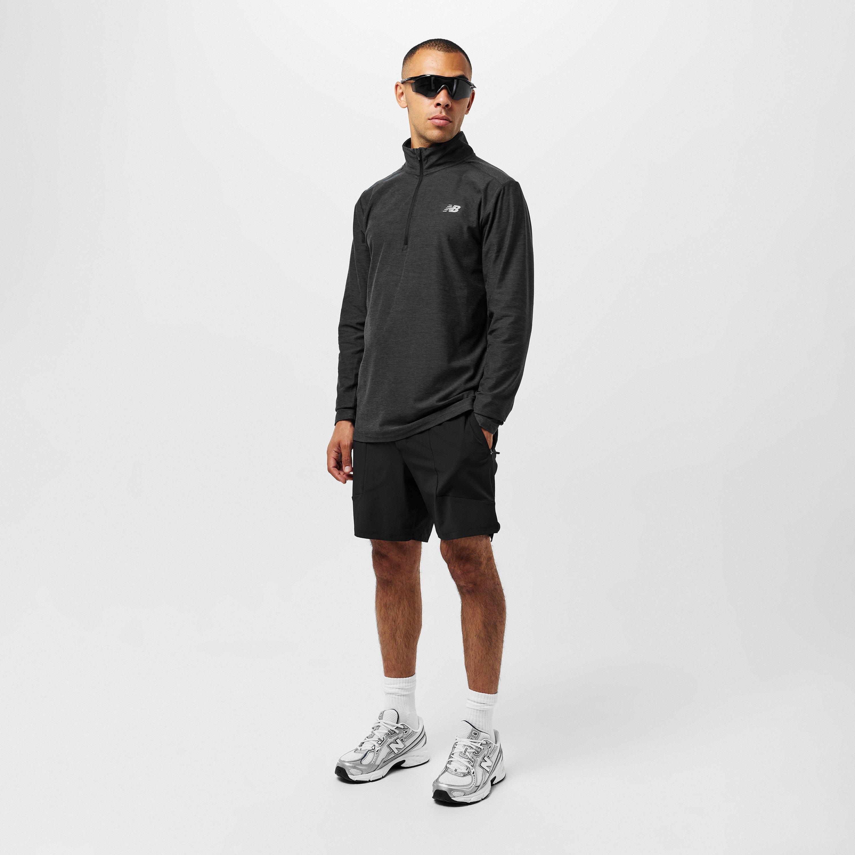 Black - New Balance - Space Dye Quarter-Zip Long-Sleeve Performance Gym Top - 6