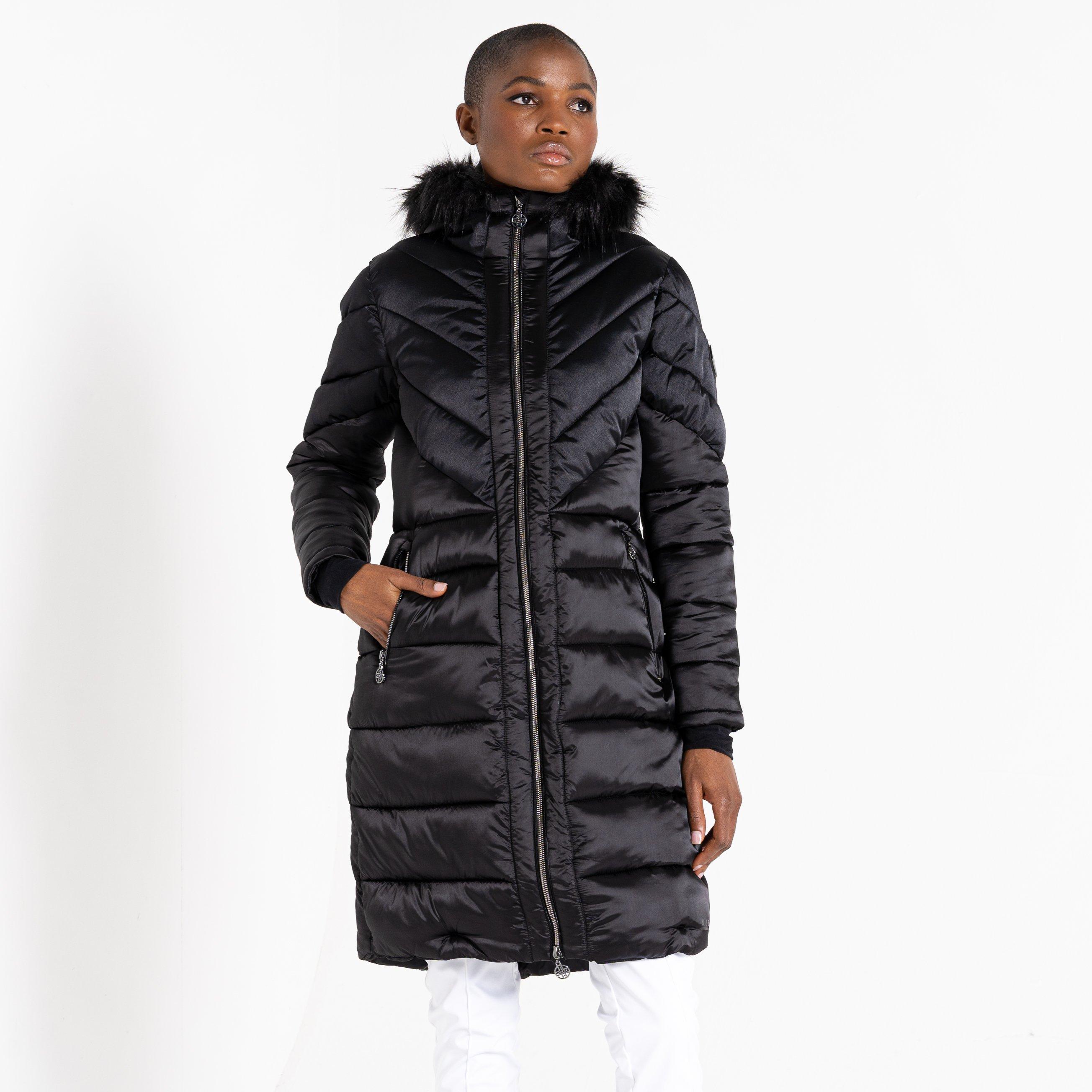 Blk/BlkShine - Dare 2b - Women's Longline Insulated Padded Quilted Jacket - 1