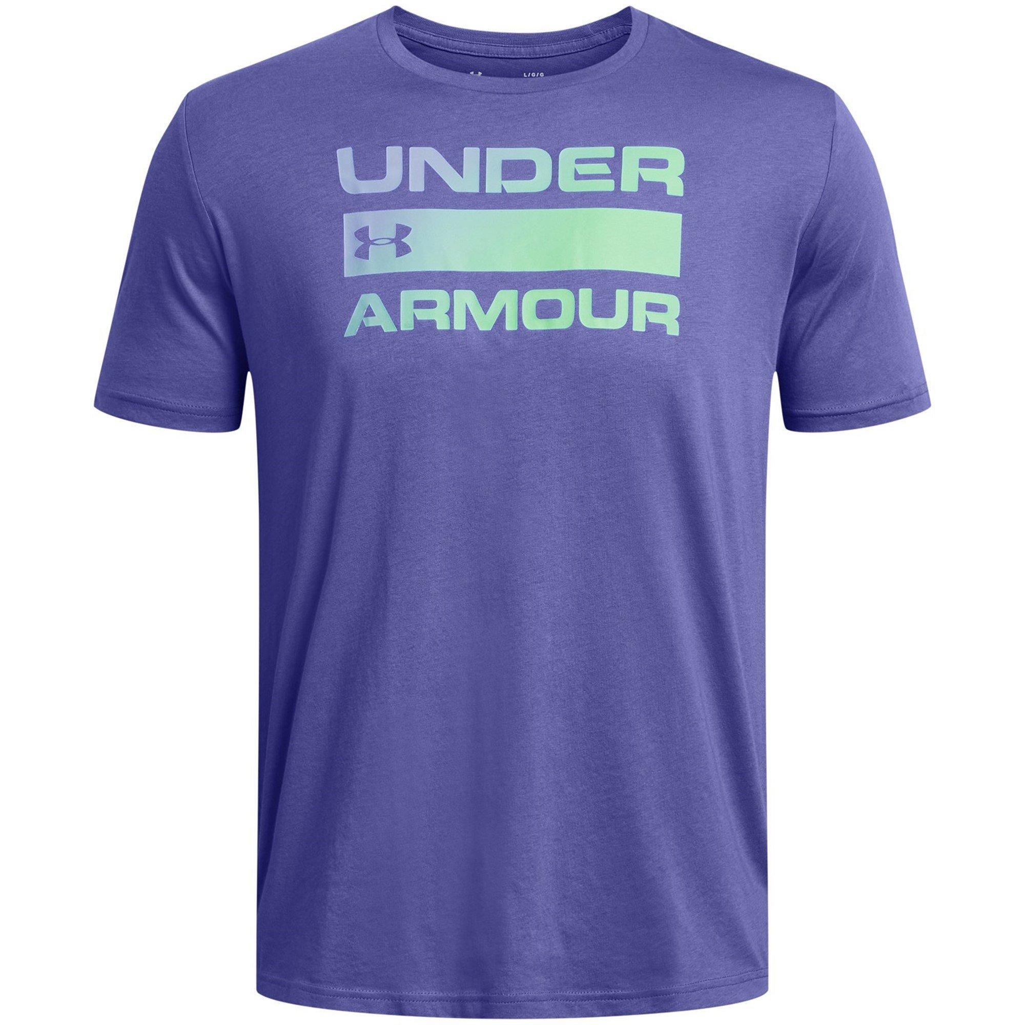 Strlht/Grn/Clst - Under Armour - Team Wordmark Short Sleeve T Shirt Mens - 1