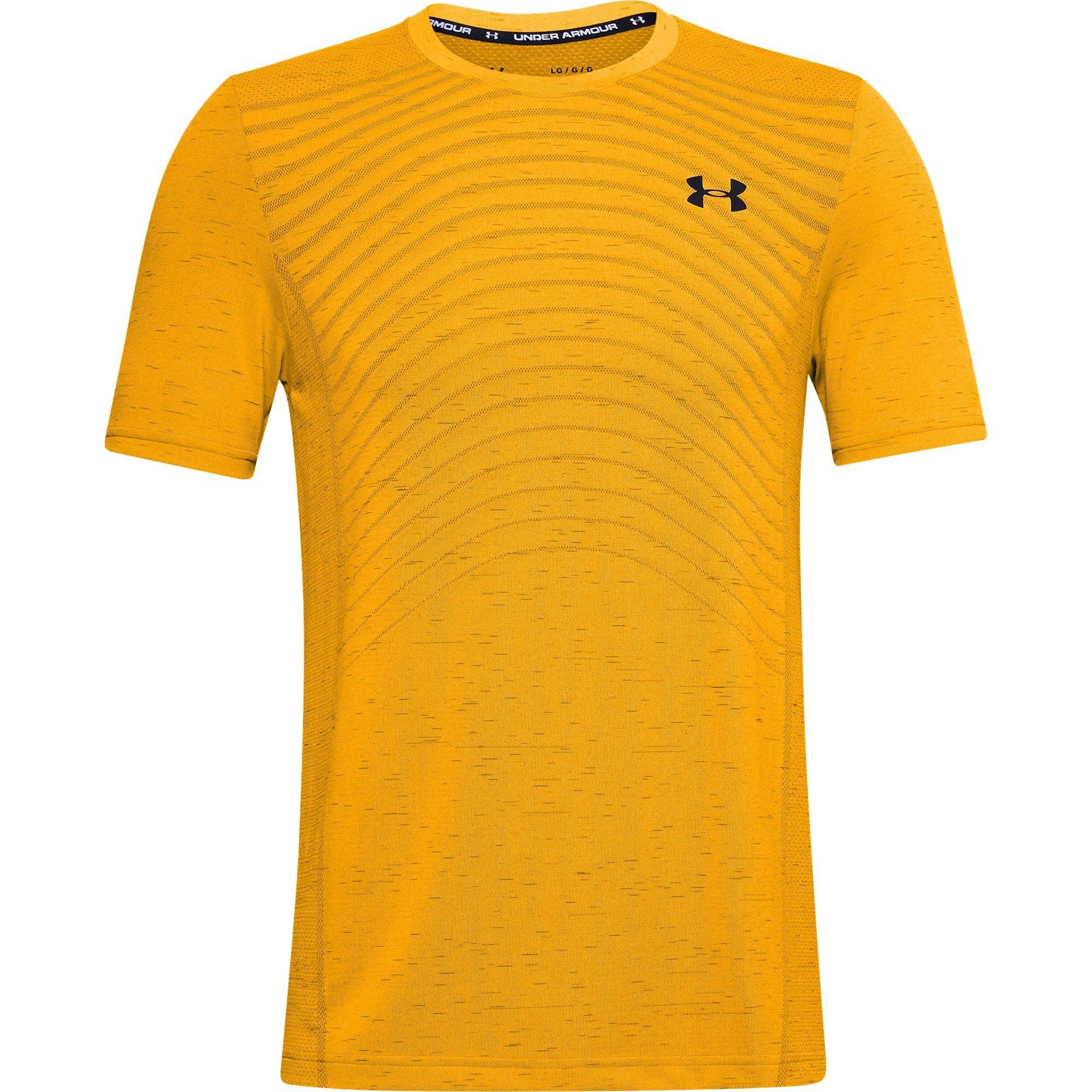 Lunar Orange/Bl - Under Armour - Men's Seamless Wave Short-Sleeve Performance Gym Top - 1