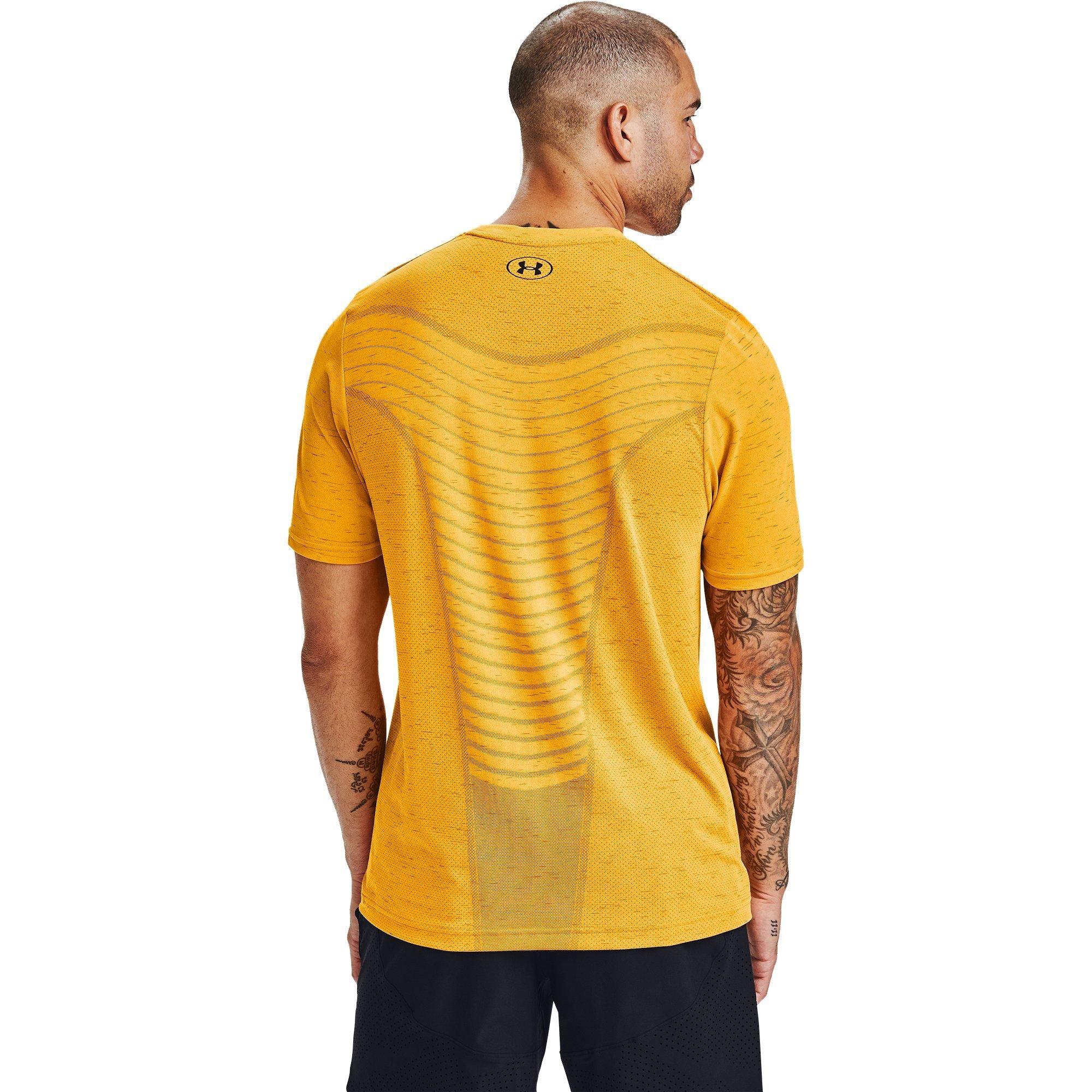 Lunar Orange/Bl - Under Armour - Men's Seamless Wave Short-Sleeve Performance Gym Top - 3