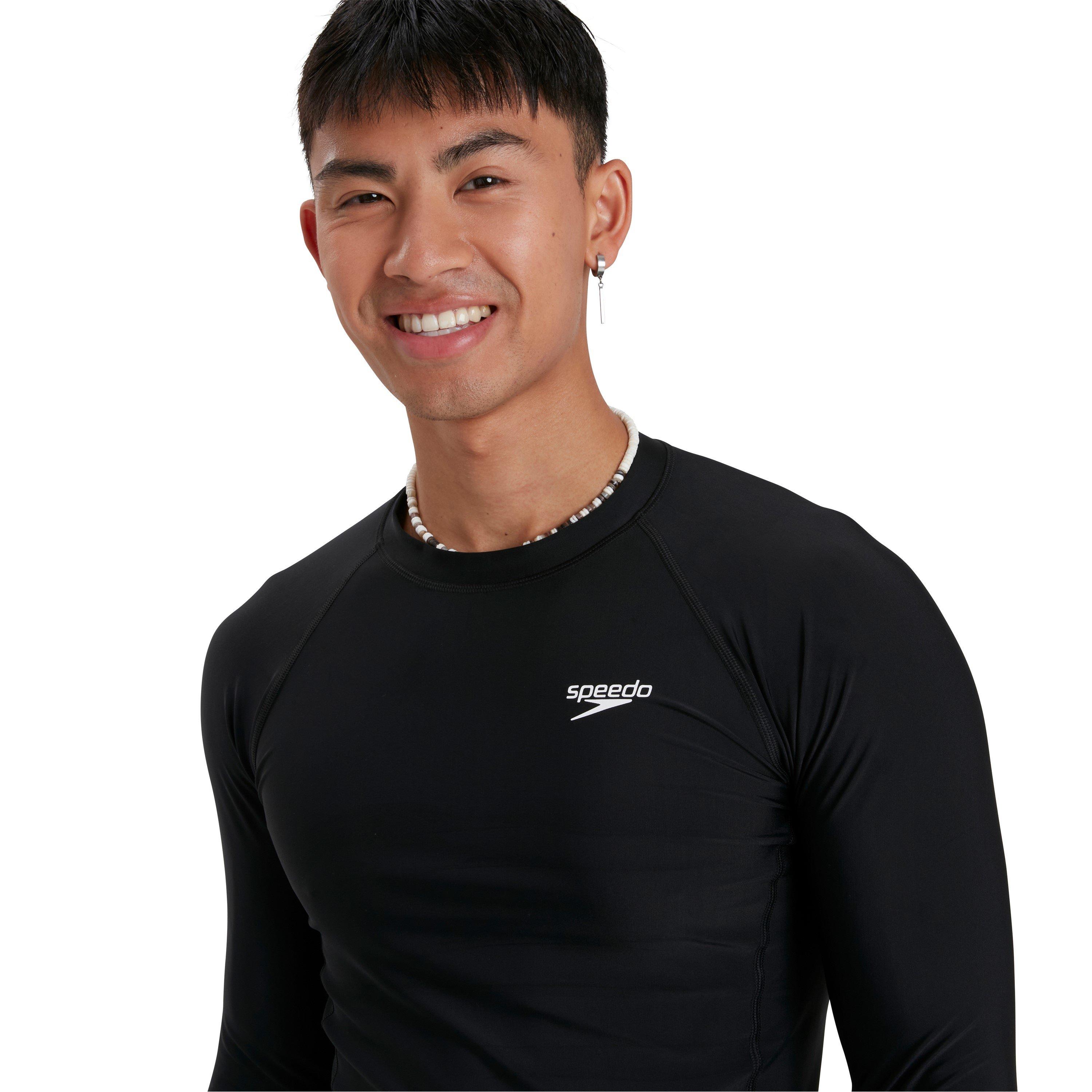 Sort/Hvid - Speedo - Men's Long Sleeved Sun Protection Top - 5