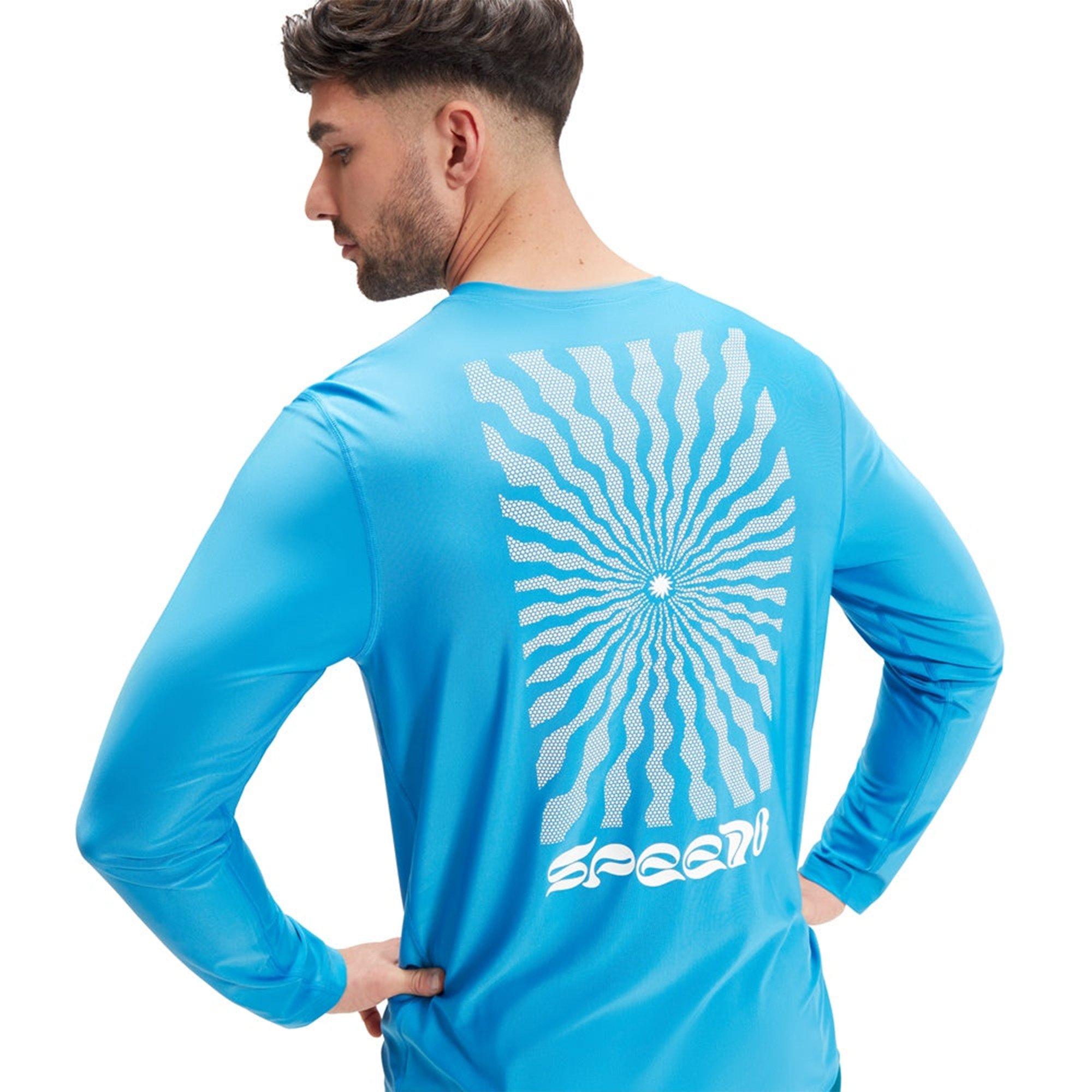 Baja Blue/White - Speedo - Printed Long Sleeve Swim Tee - 3