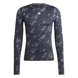 adidas Techfit Allover Print Training Long-Sleeve Top Men Gym Mens