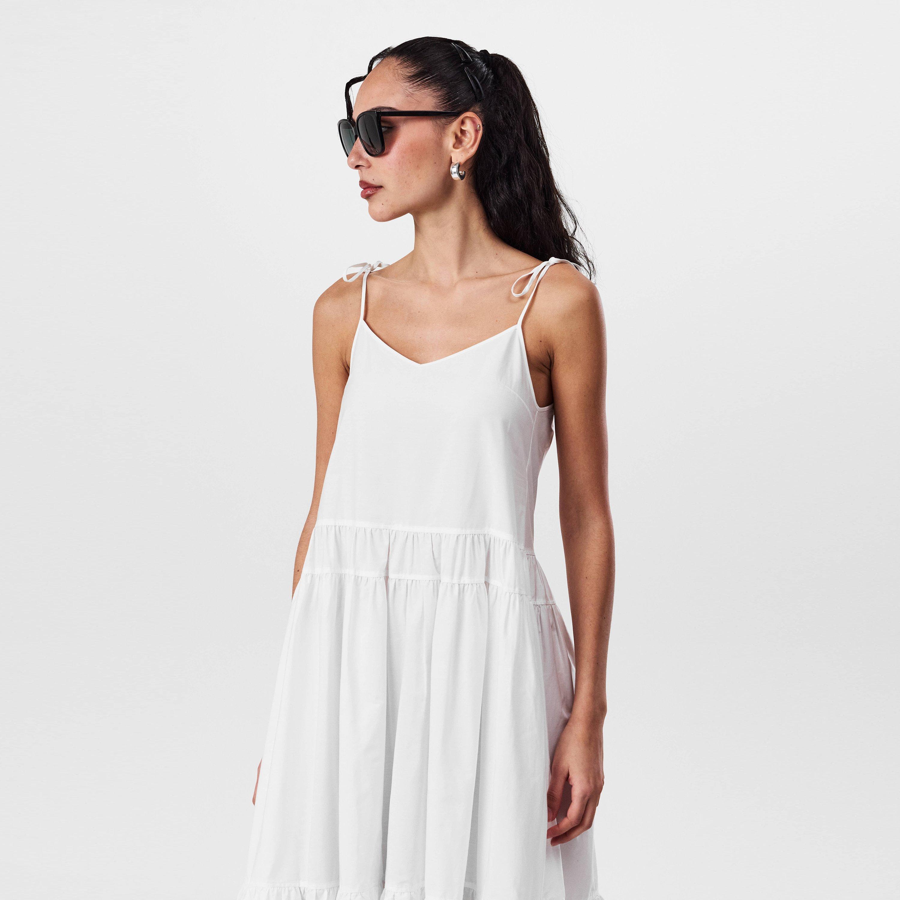 White 100 - Boss - Women's Dembaya Dress, Flattering Tiered Skirt - 4