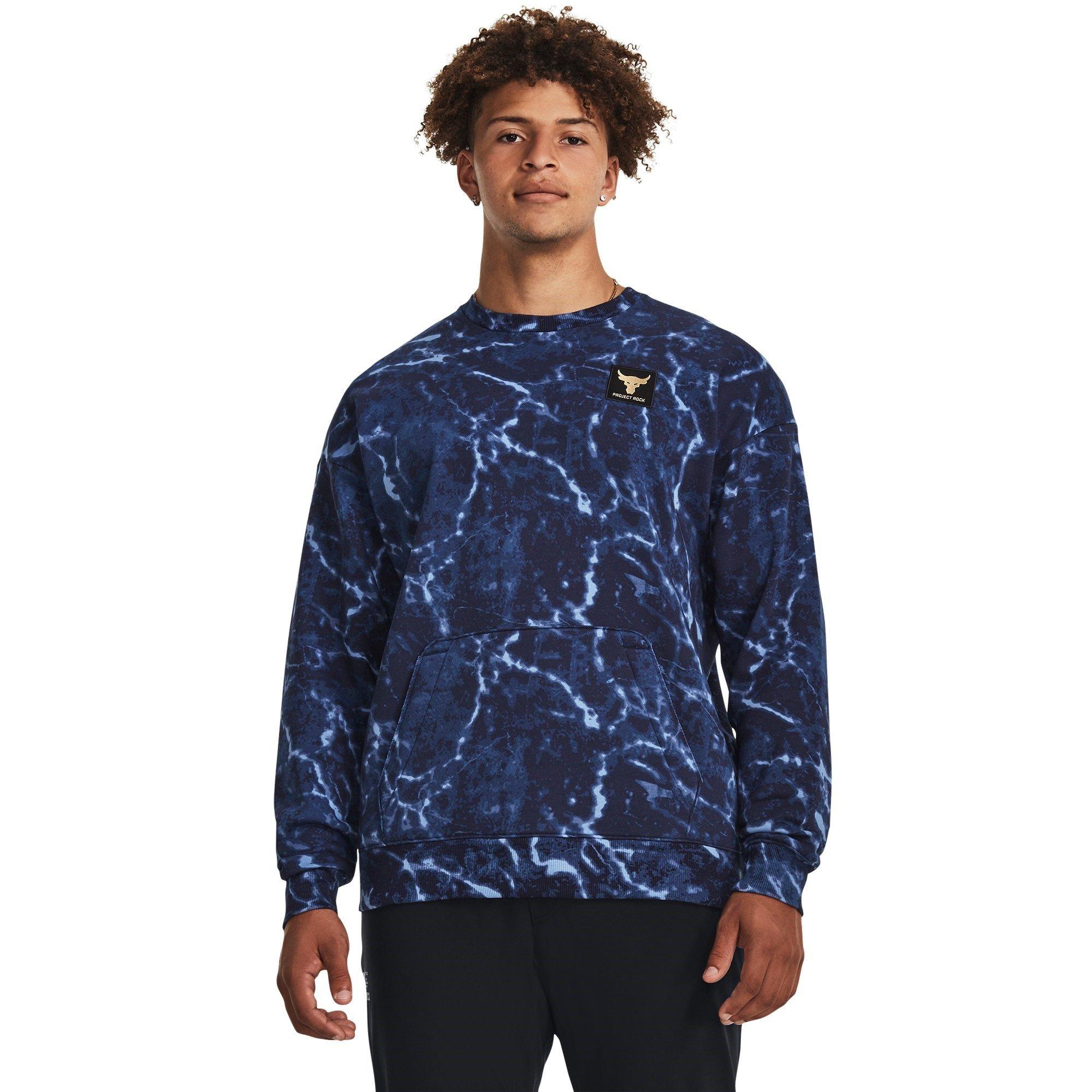 Blue - Under Armour - Project Rock Rival Fleece Crew Men's - 2