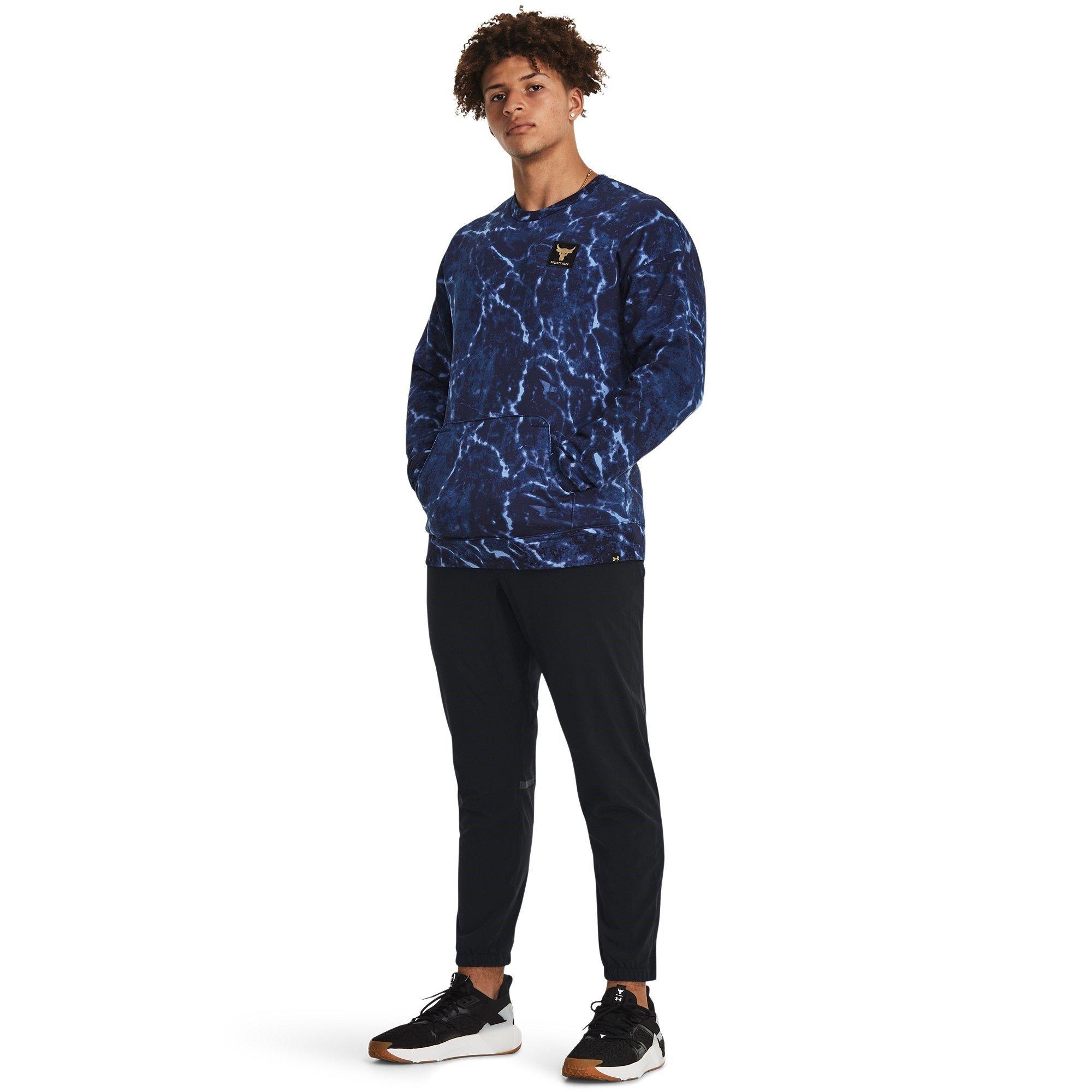 Blue - Under Armour - Project Rock Rival Fleece Crew Men's - 4
