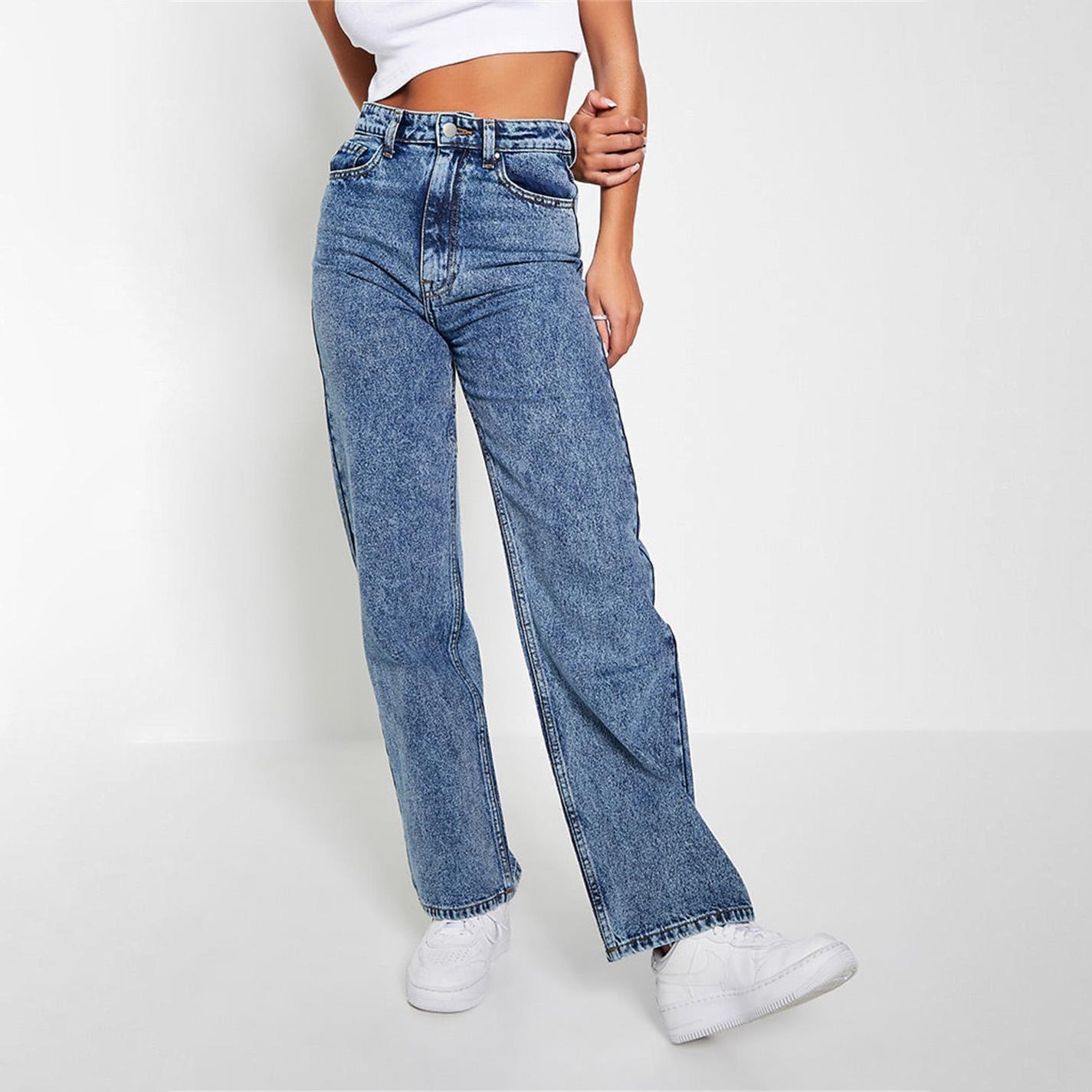 Bleu - I Saw It First - ISAWITFIRST Premium 90's Wide Leg Jeans - 1
