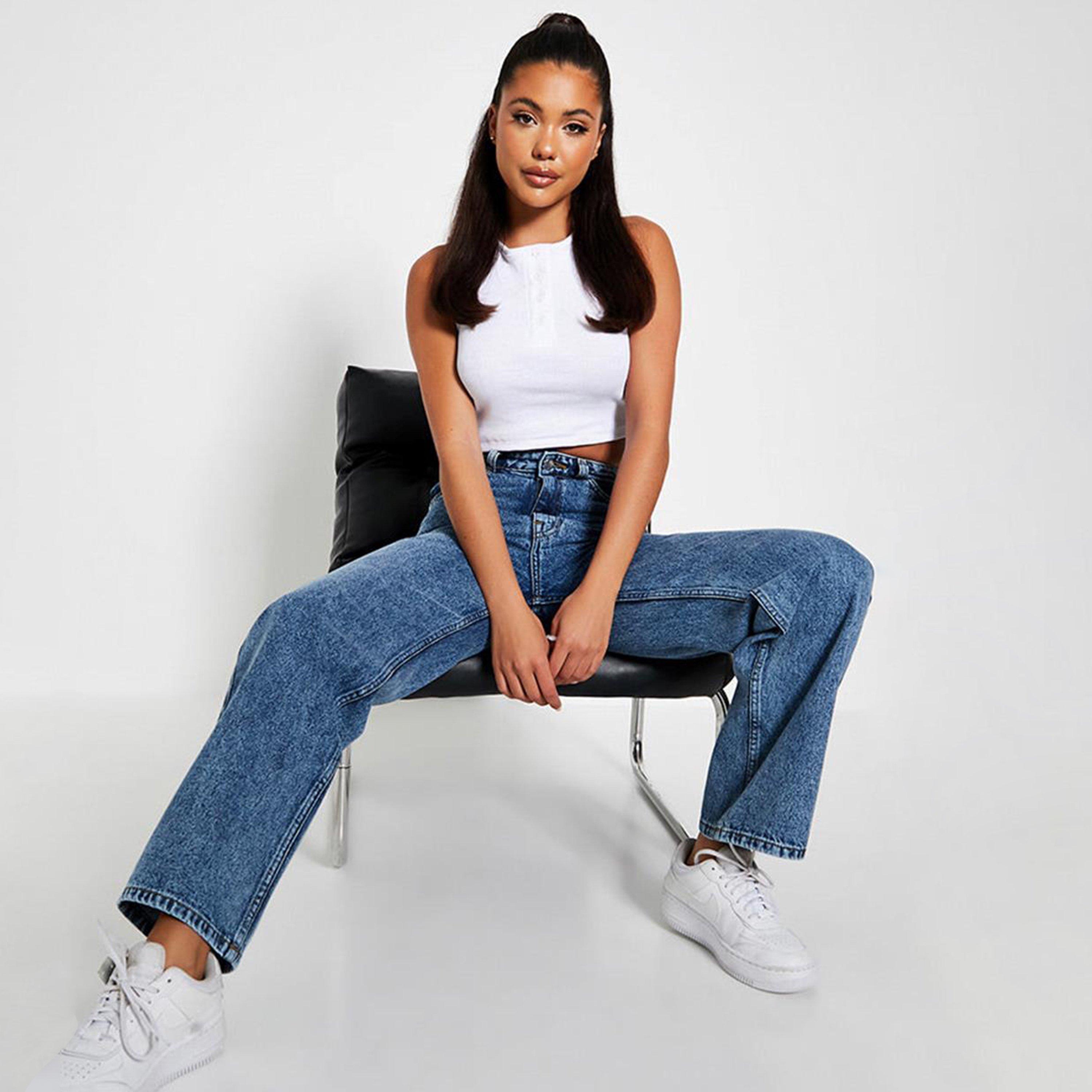 Bleu - I Saw It First - ISAWITFIRST Premium 90's Wide Leg Jeans - 2