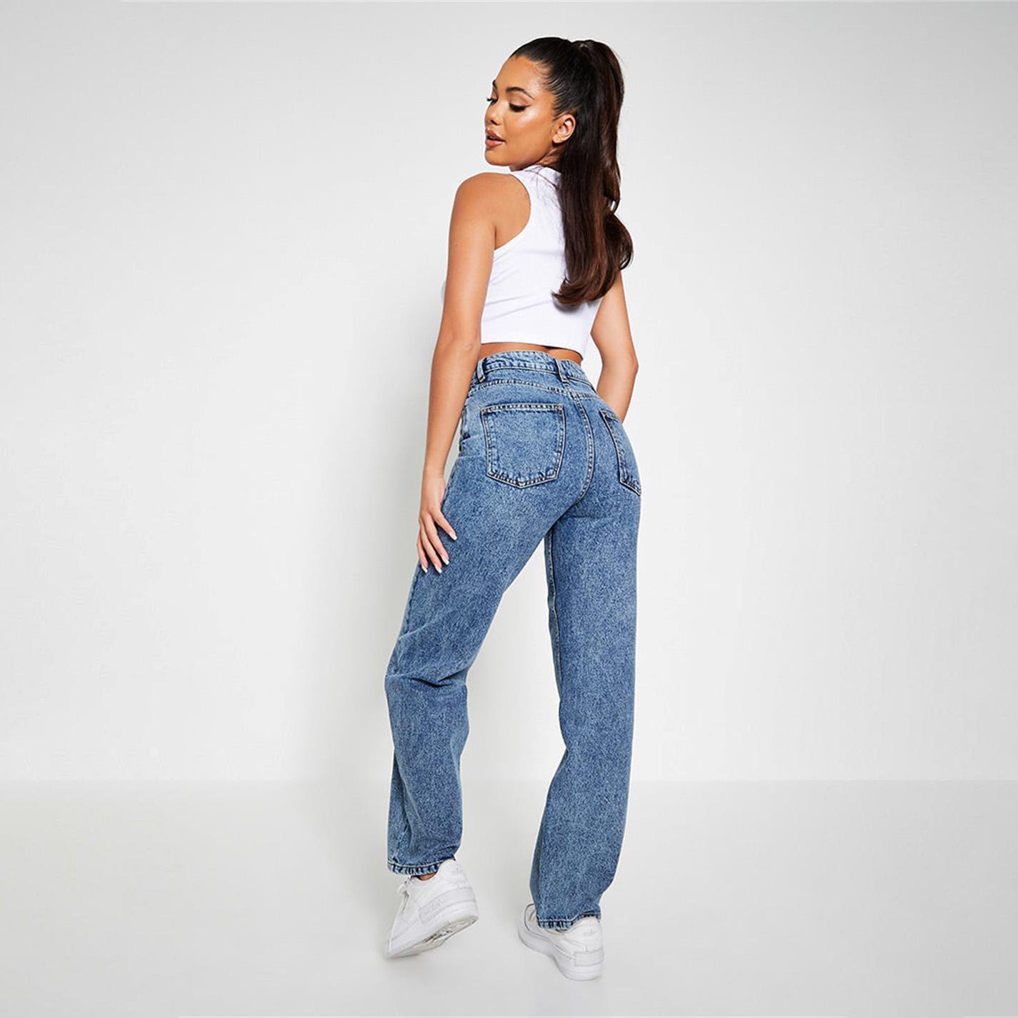 Bleu - I Saw It First - ISAWITFIRST Premium 90's Wide Leg Jeans - 4