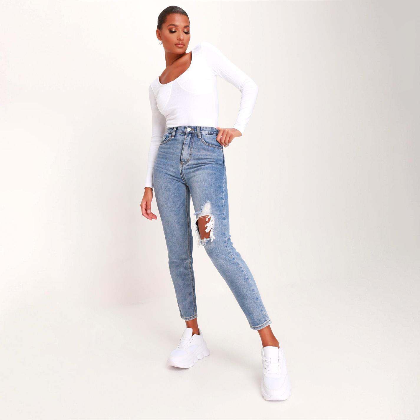 Azul - I Saw It First - ISAWITFIRST Ripped Knee Mom Jeans - 1