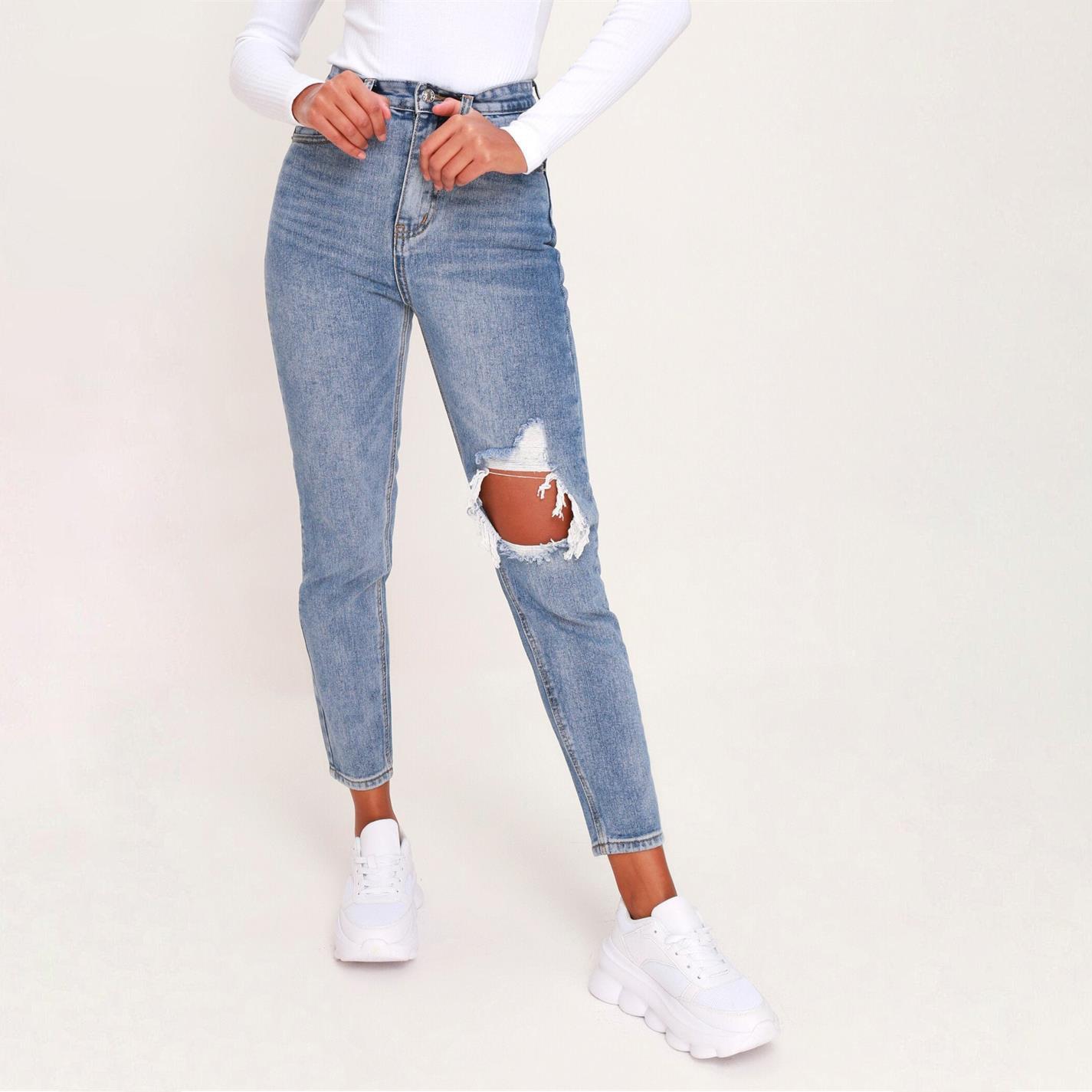 Azul - I Saw It First - ISAWITFIRST Ripped Knee Mom Jeans - 2