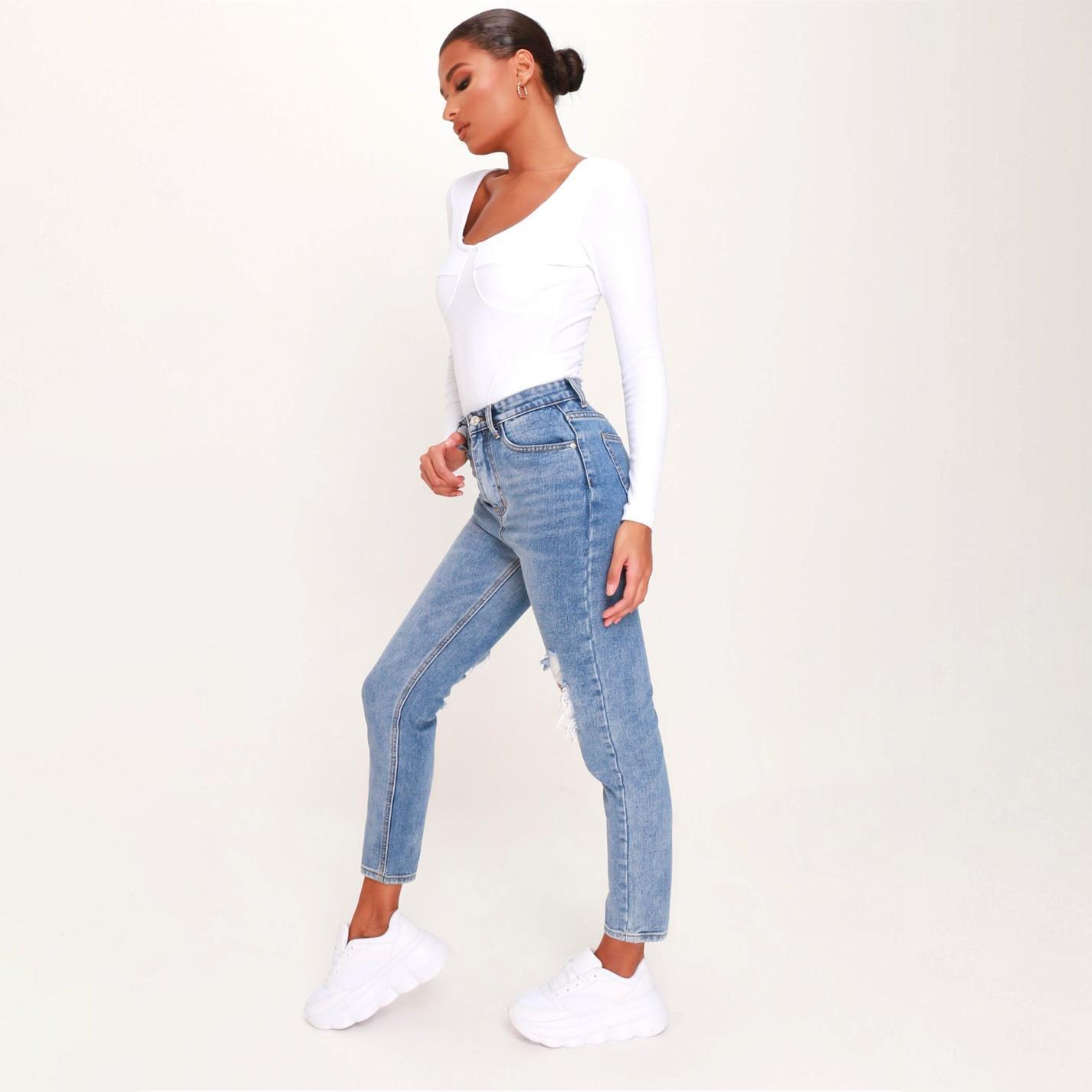 Azul - I Saw It First - ISAWITFIRST Ripped Knee Mom Jeans - 3