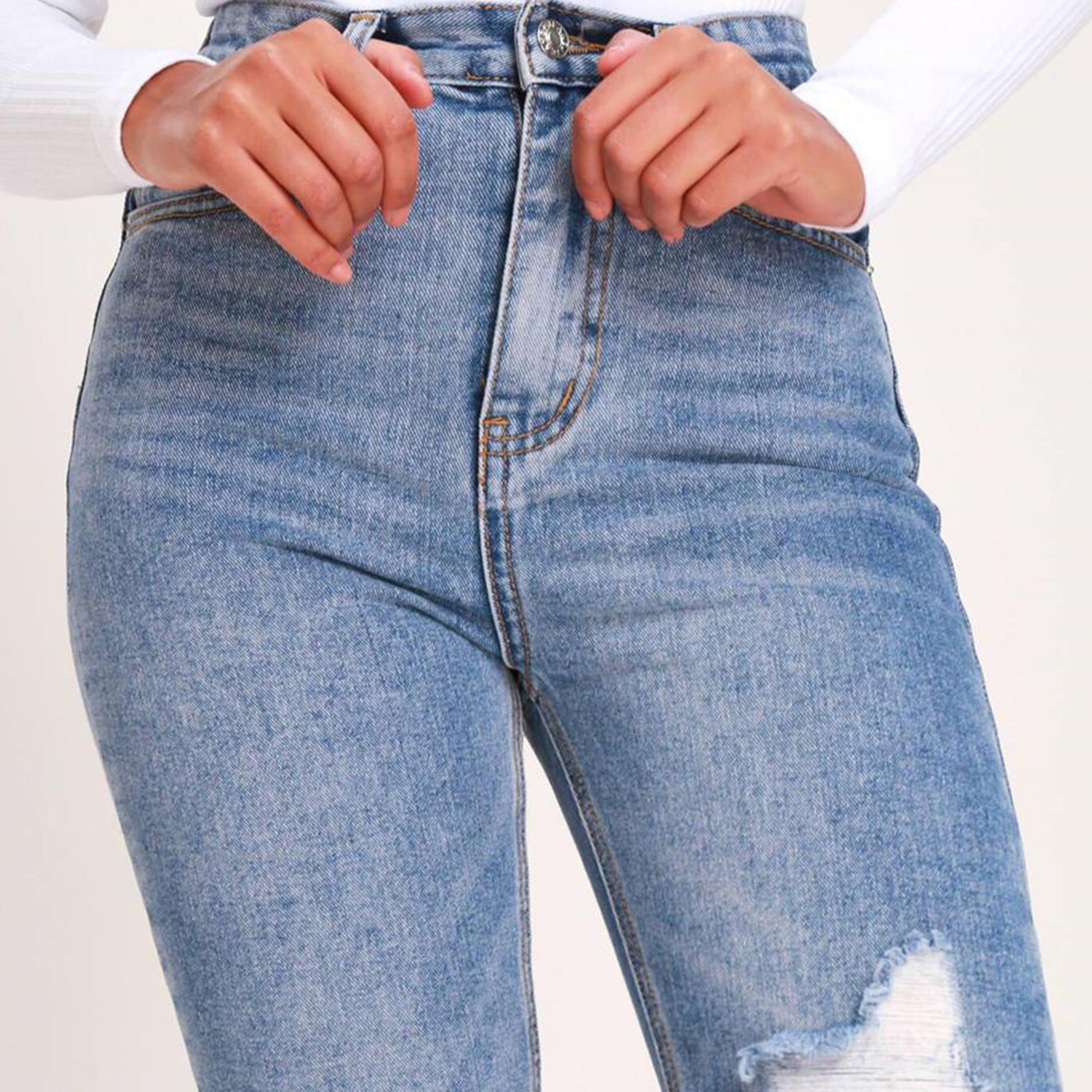 Azul - I Saw It First - ISAWITFIRST Ripped Knee Mom Jeans - 4