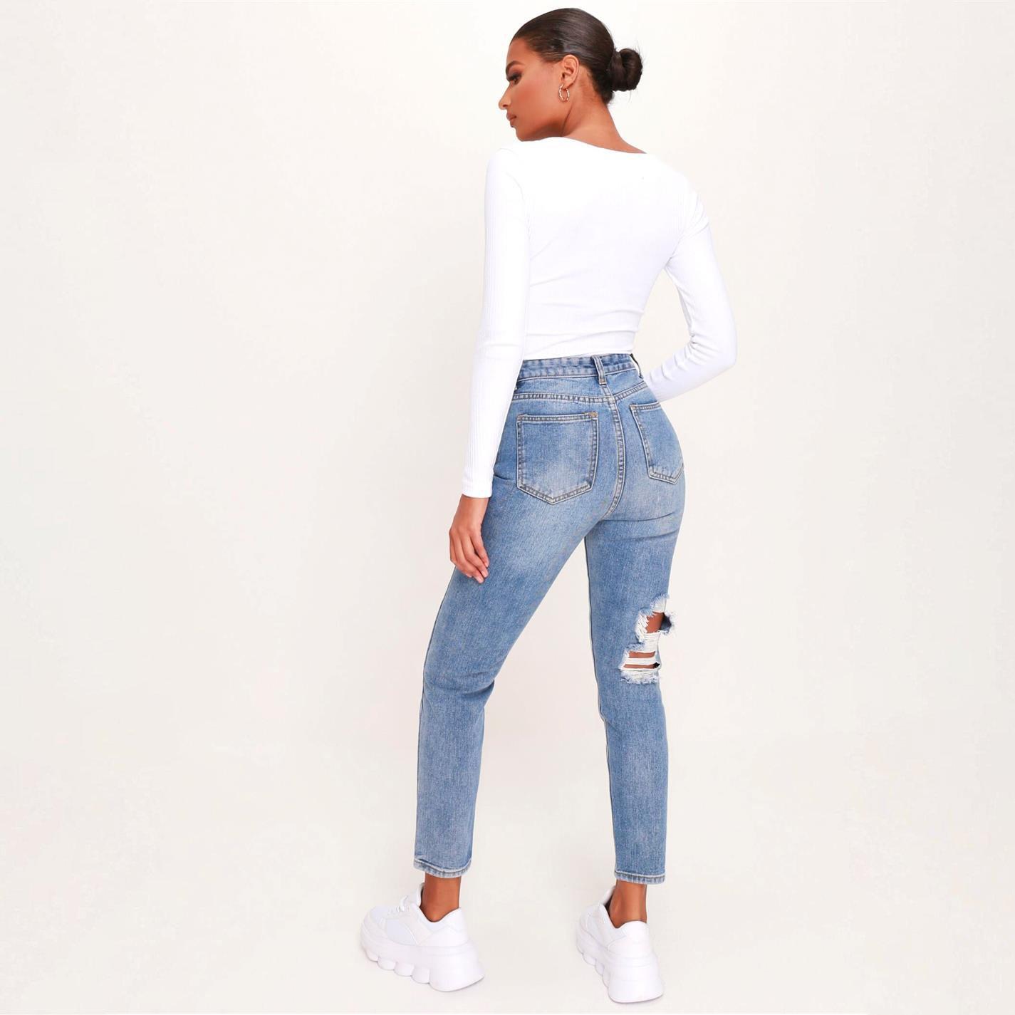 Azul - I Saw It First - ISAWITFIRST Ripped Knee Mom Jeans - 5