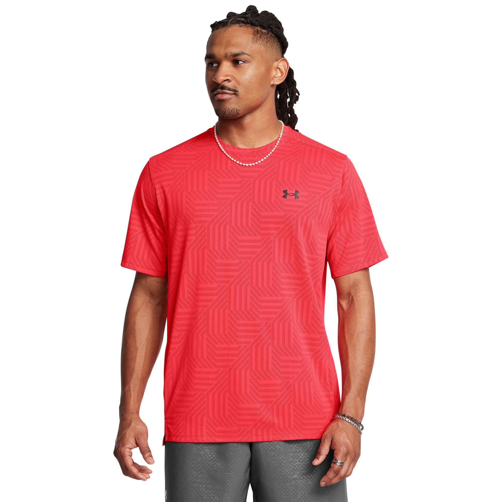 Red - Under Armour - Men's Tech Vent Geotessa Short-Sleeve Performance Gym Top - 2