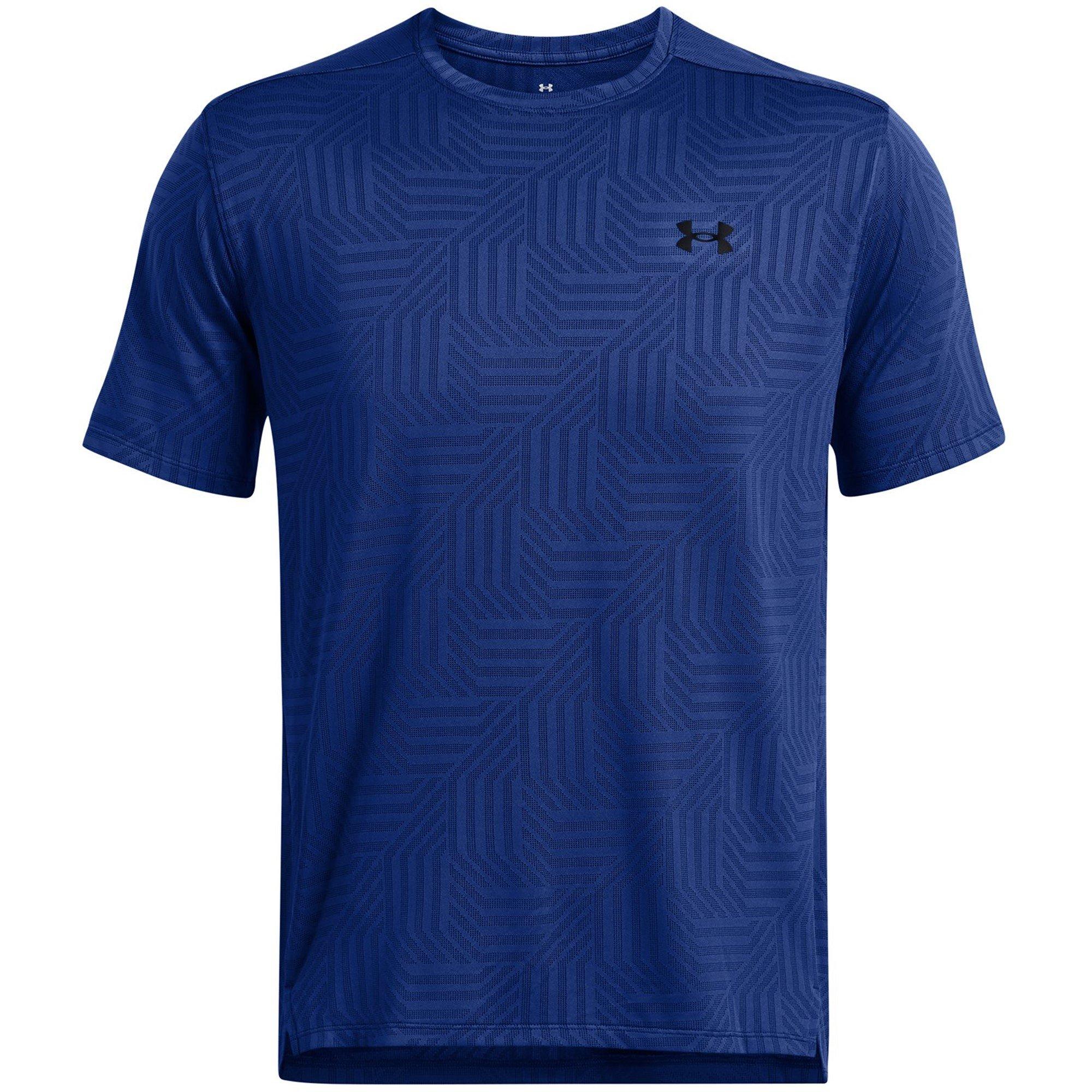 Blue - Under Armour - Tech Vent Geotessa Short-Sleeve Performance Gym Top - 1