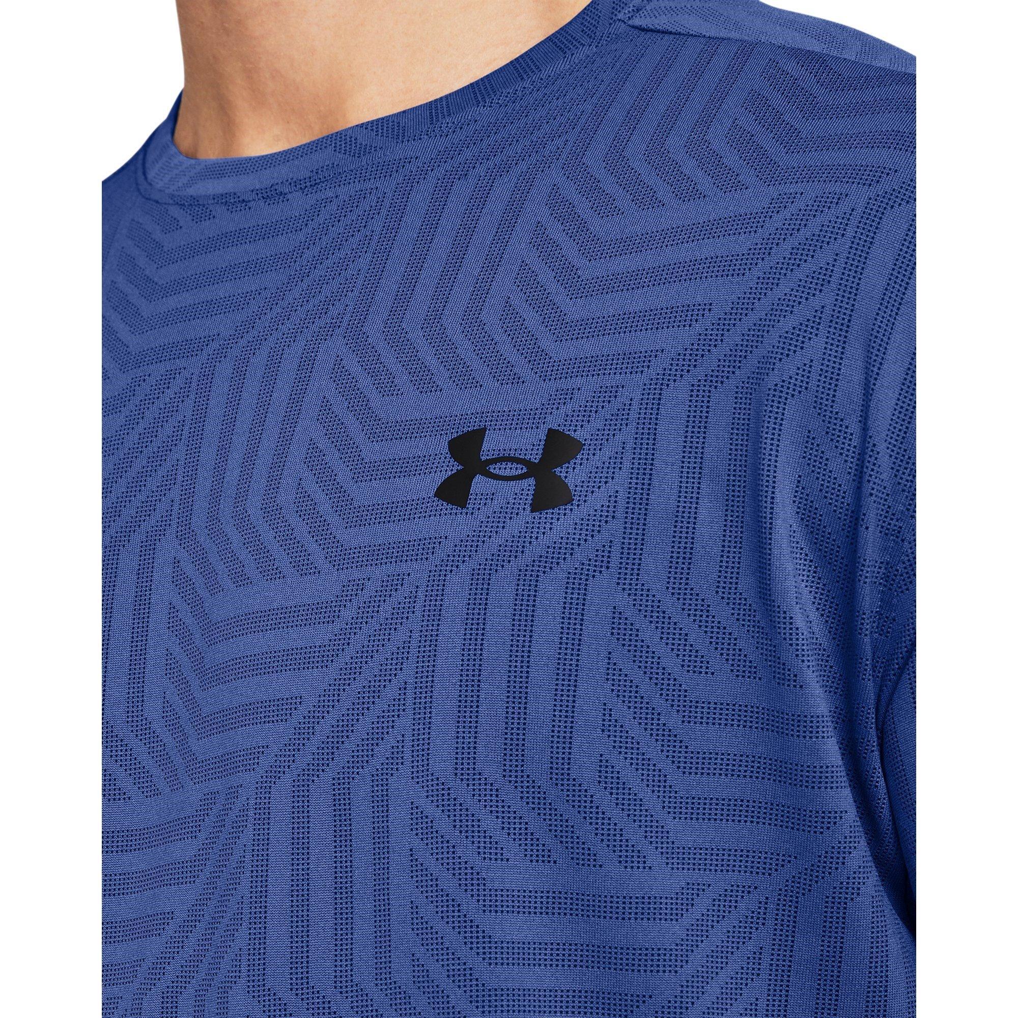 Blue - Under Armour - Tech Vent Geotessa Short-Sleeve Performance Gym Top - 4