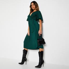 I Saw It First ISAWITFIRST Wrap Batwing Pleated Midi Dress