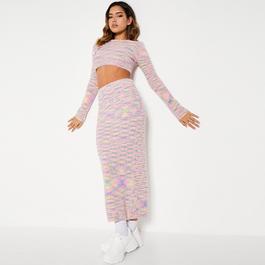 I Saw It First ISAWITFIRST Space Dye Knitted Midaxi Skirt