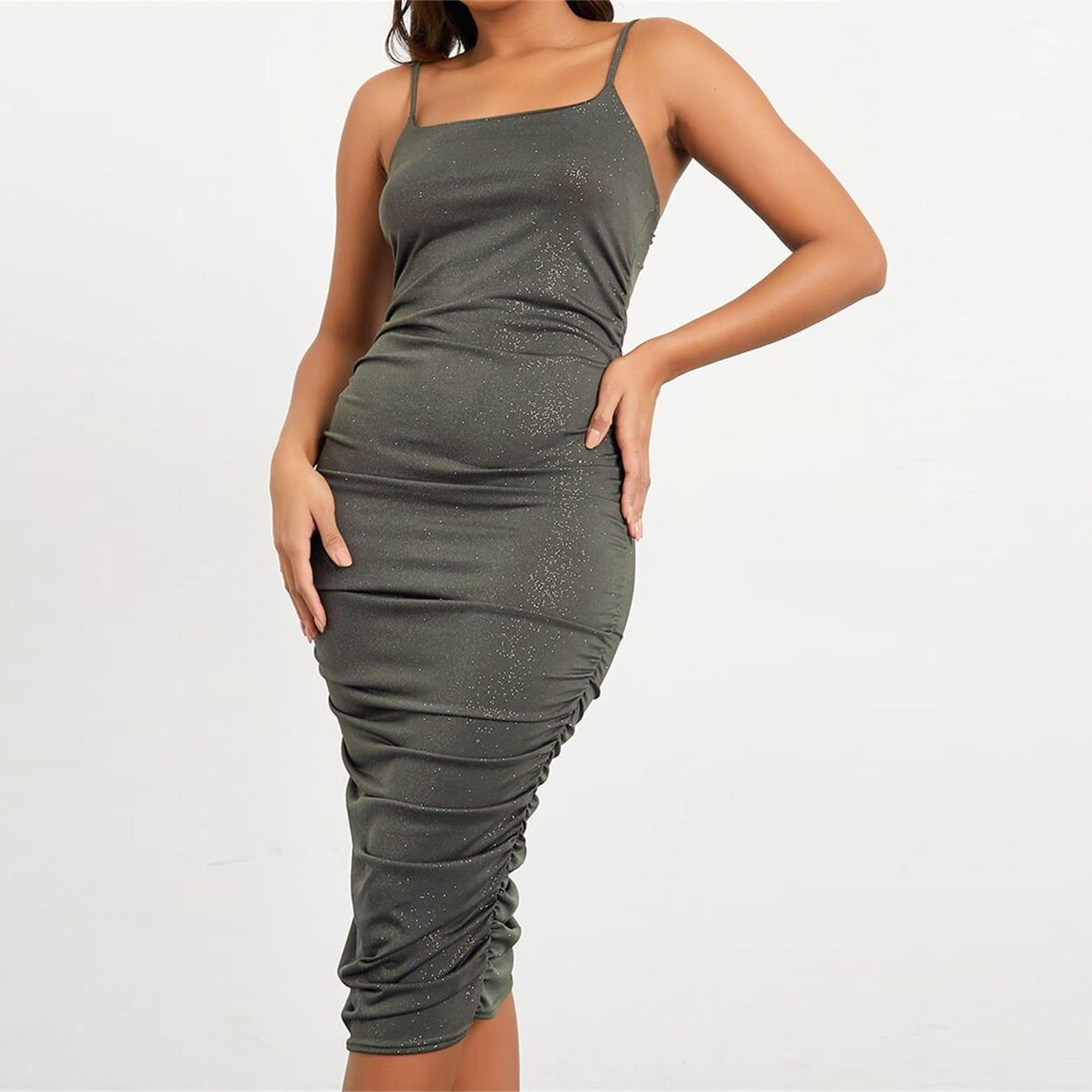 Kaki - I Saw It First - ISAWITFIRST Stretch Glitter Cami Strap - 5