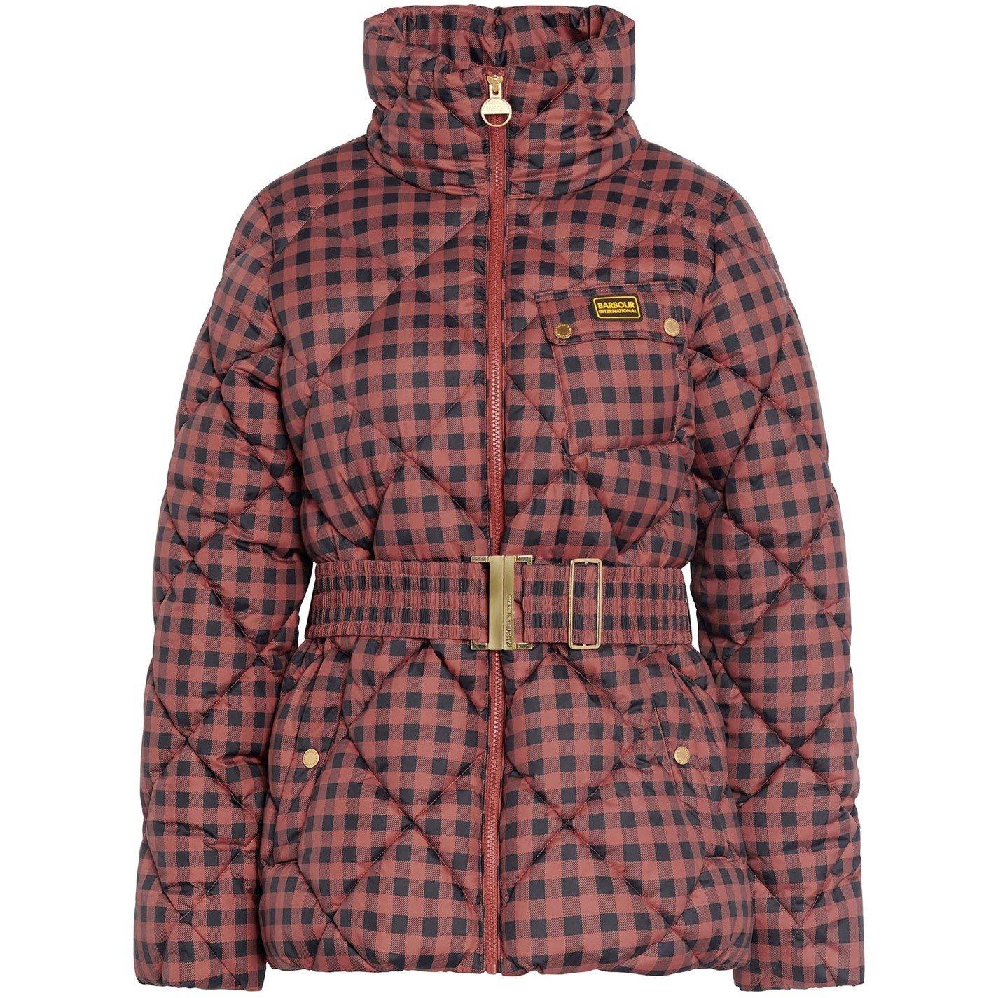 Amaretto Check - Barbour International - Women's Aurora Printed Long Sleeve Quilted Jacket - 7