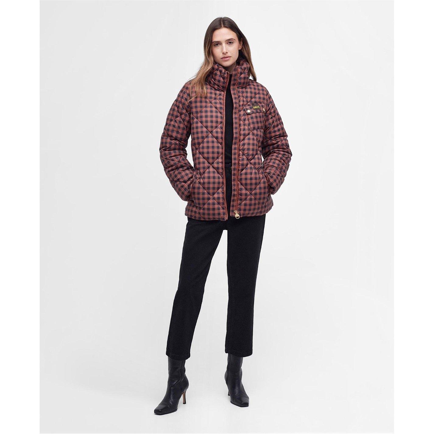 Amaretto Check - Barbour International - Women's Aurora Printed Long Sleeve Quilted Jacket - 3