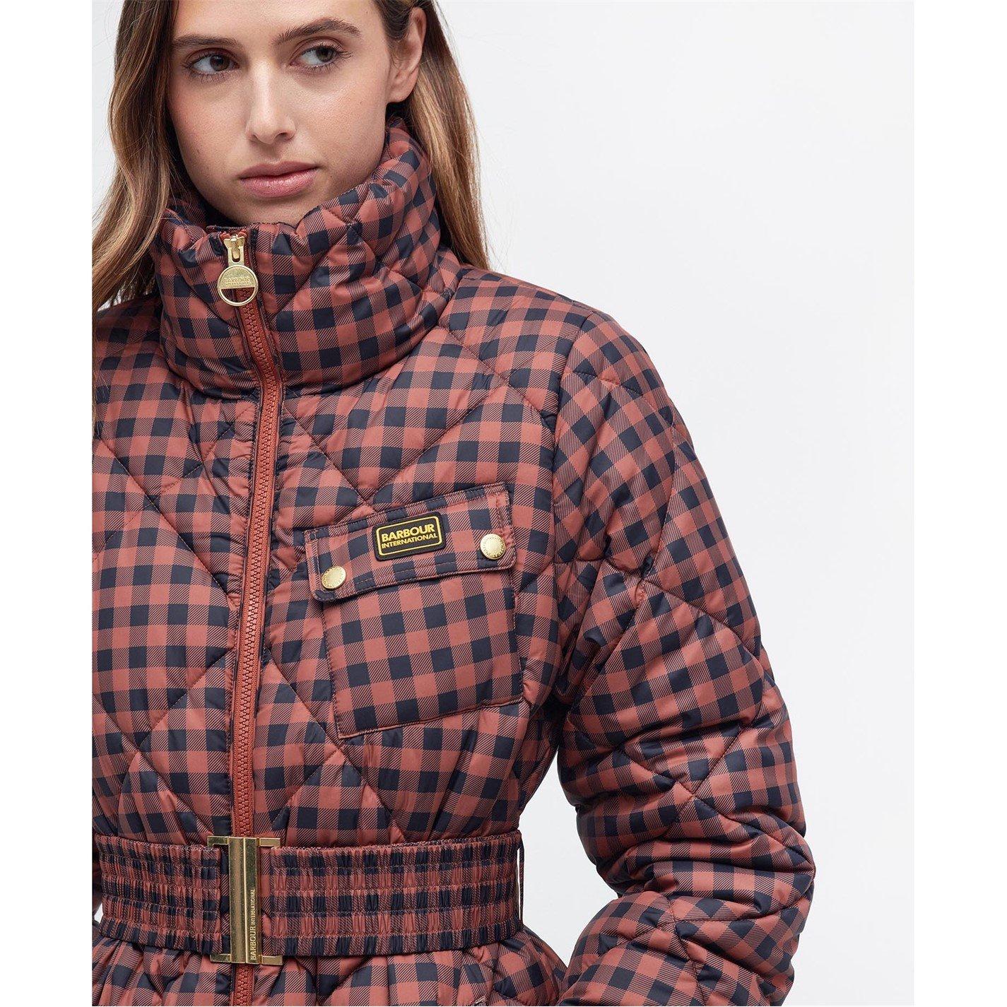 Amaretto Check - Barbour International - Women's Aurora Printed Long Sleeve Quilted Jacket - 4