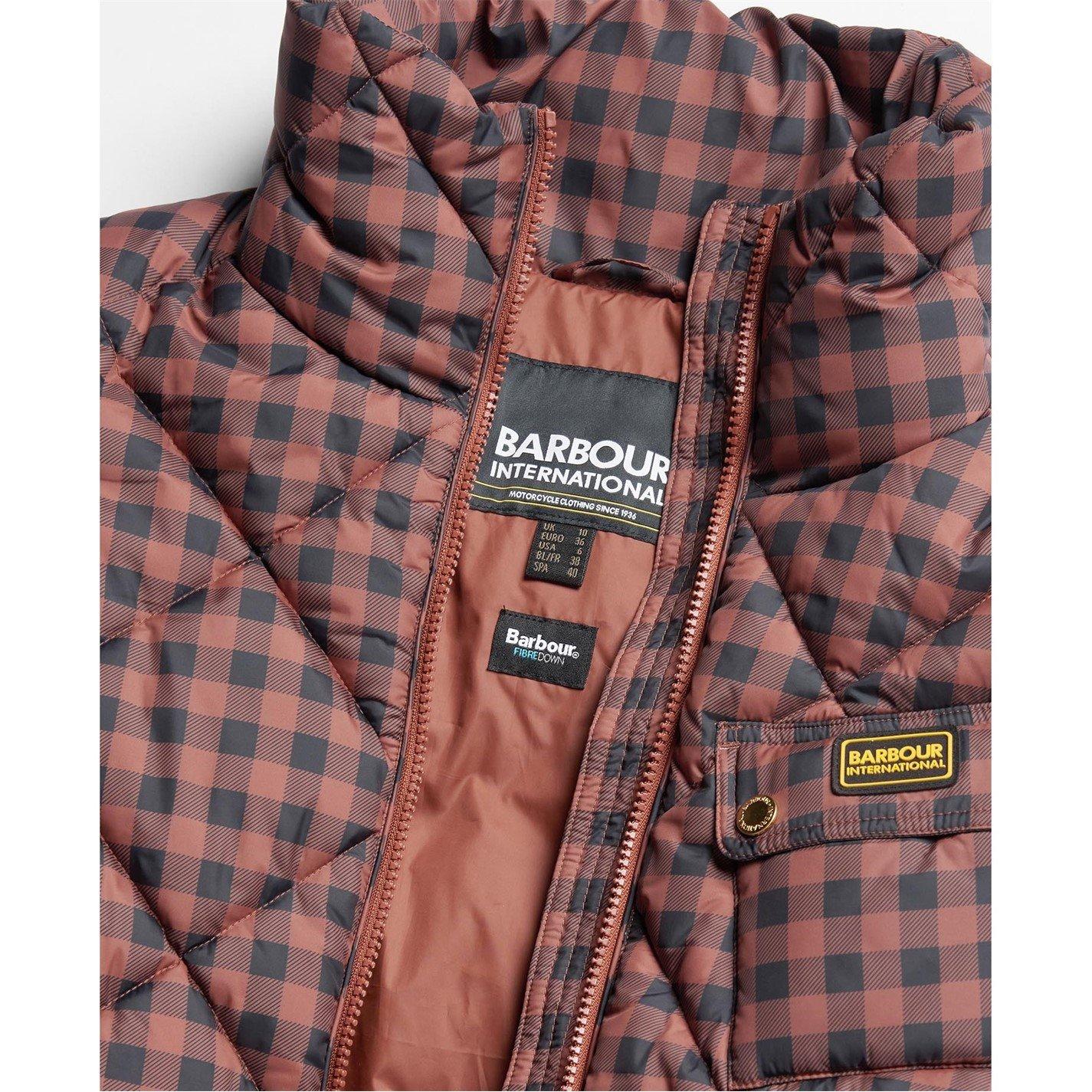 Amaretto Check - Barbour International - Women's Aurora Printed Long Sleeve Quilted Jacket - 6