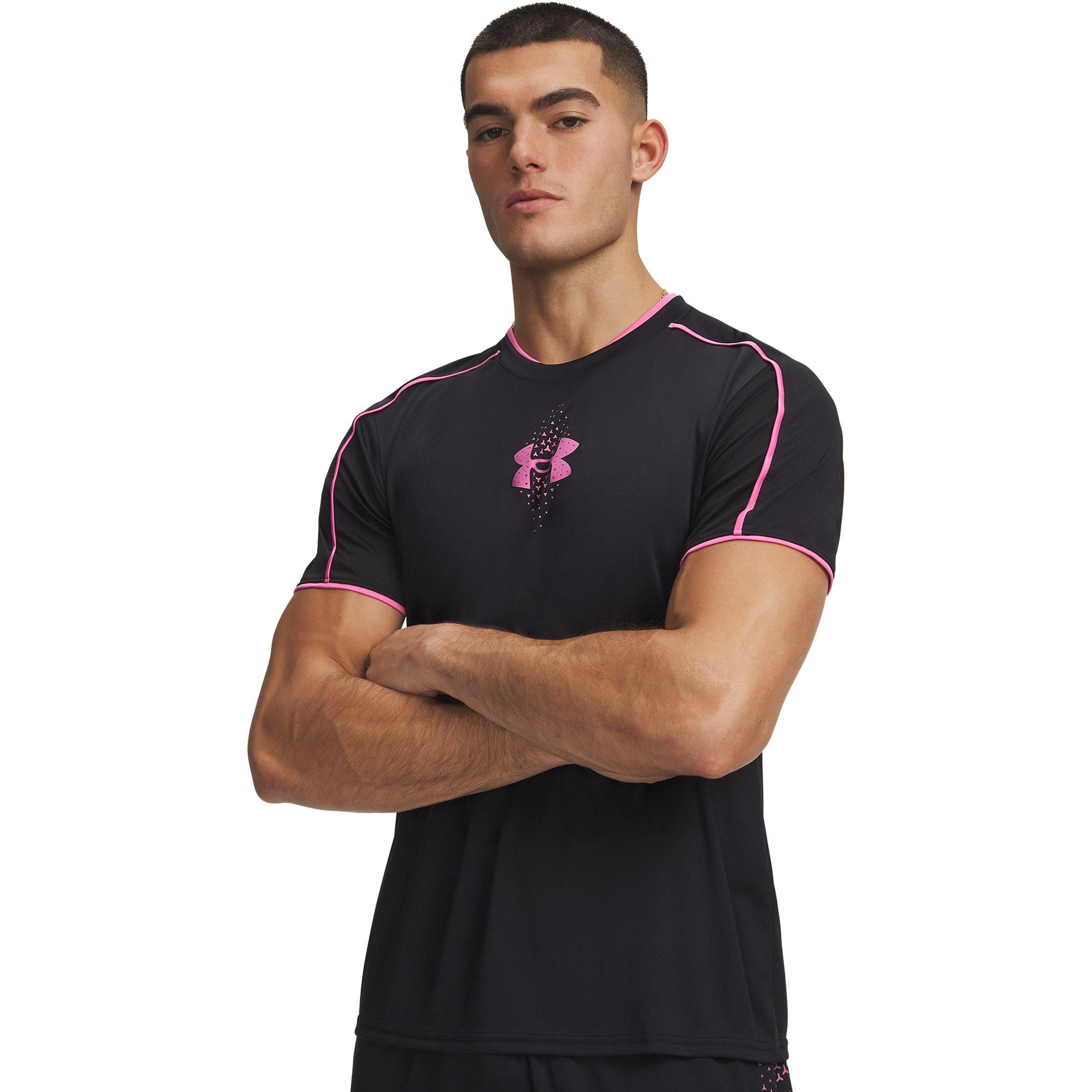 Black / Pink - Under Armour - Men's Challenger Novelty Short Sleeve T-Shirt - 1