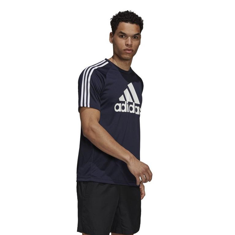Marine/Blanc - adidas - Sereno Logo T Shirt Mens - 4