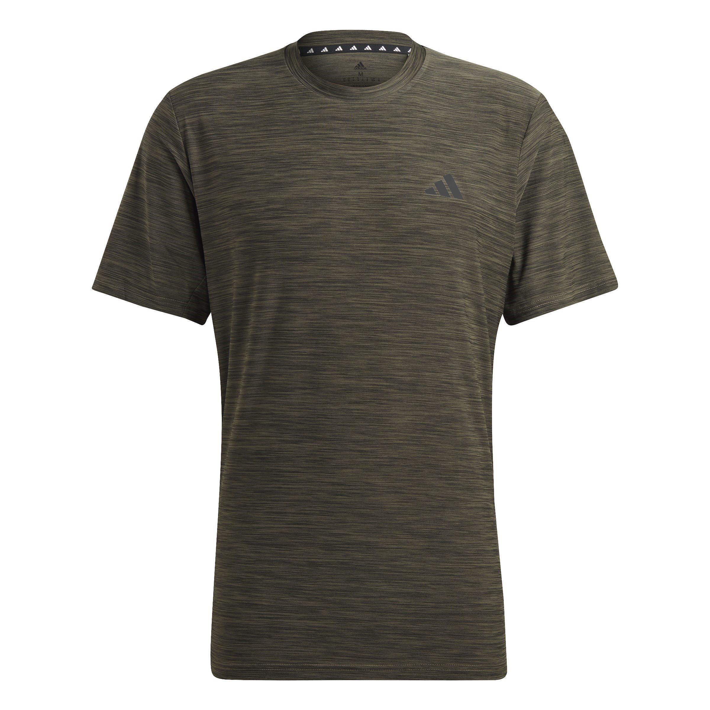 Adidas Men's Train Essentials Stretch Training T-Shirt - Khakimarl/Black - M