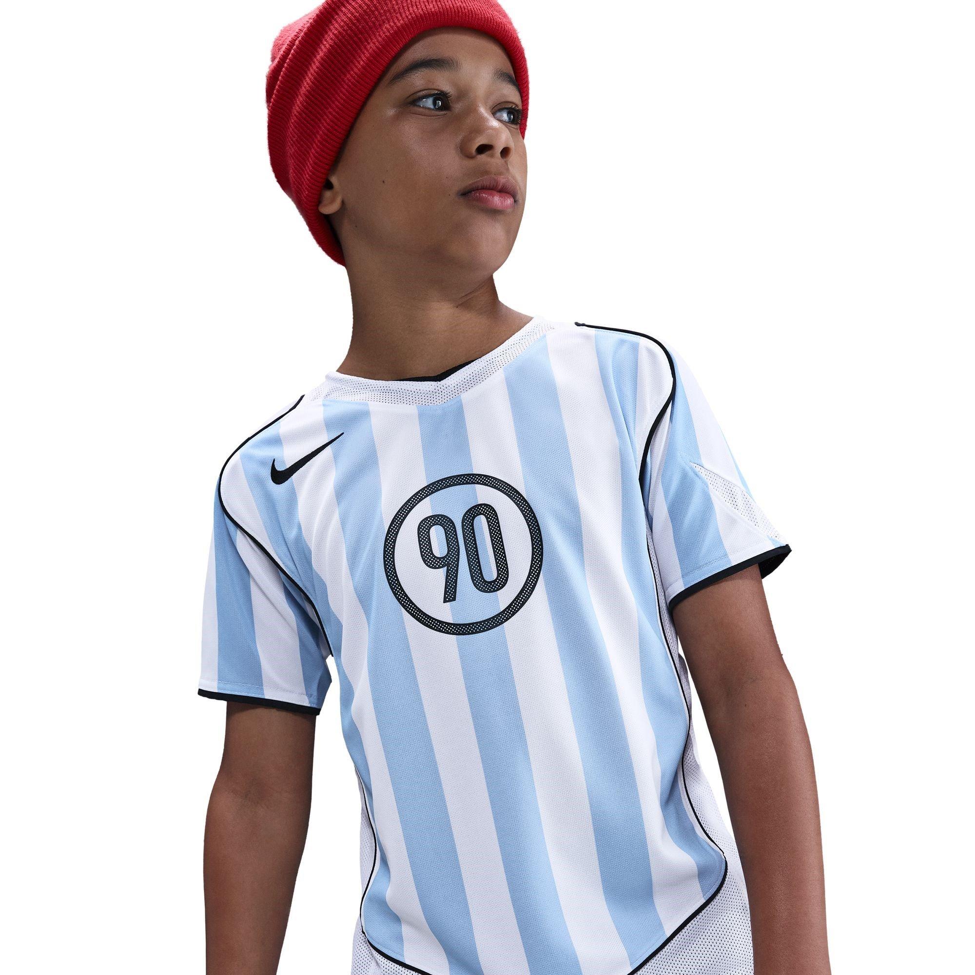 Nike  Kids Total 90 Energy Shirt Juniors - White/Blue - 7-8 (S)