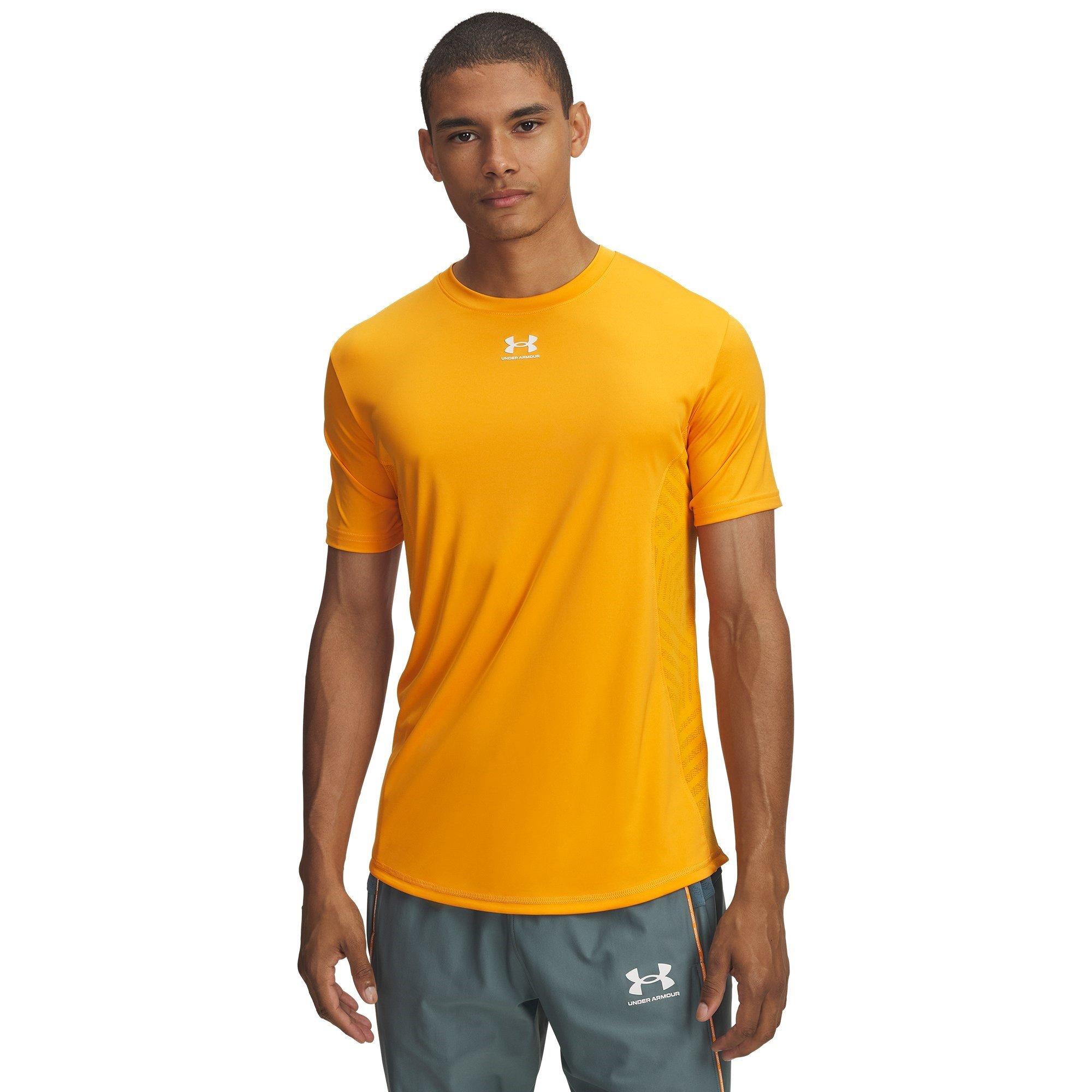 Under Armour Men's Chal Short-Sleeve Performance T-Shirt - Orange/Grey - L