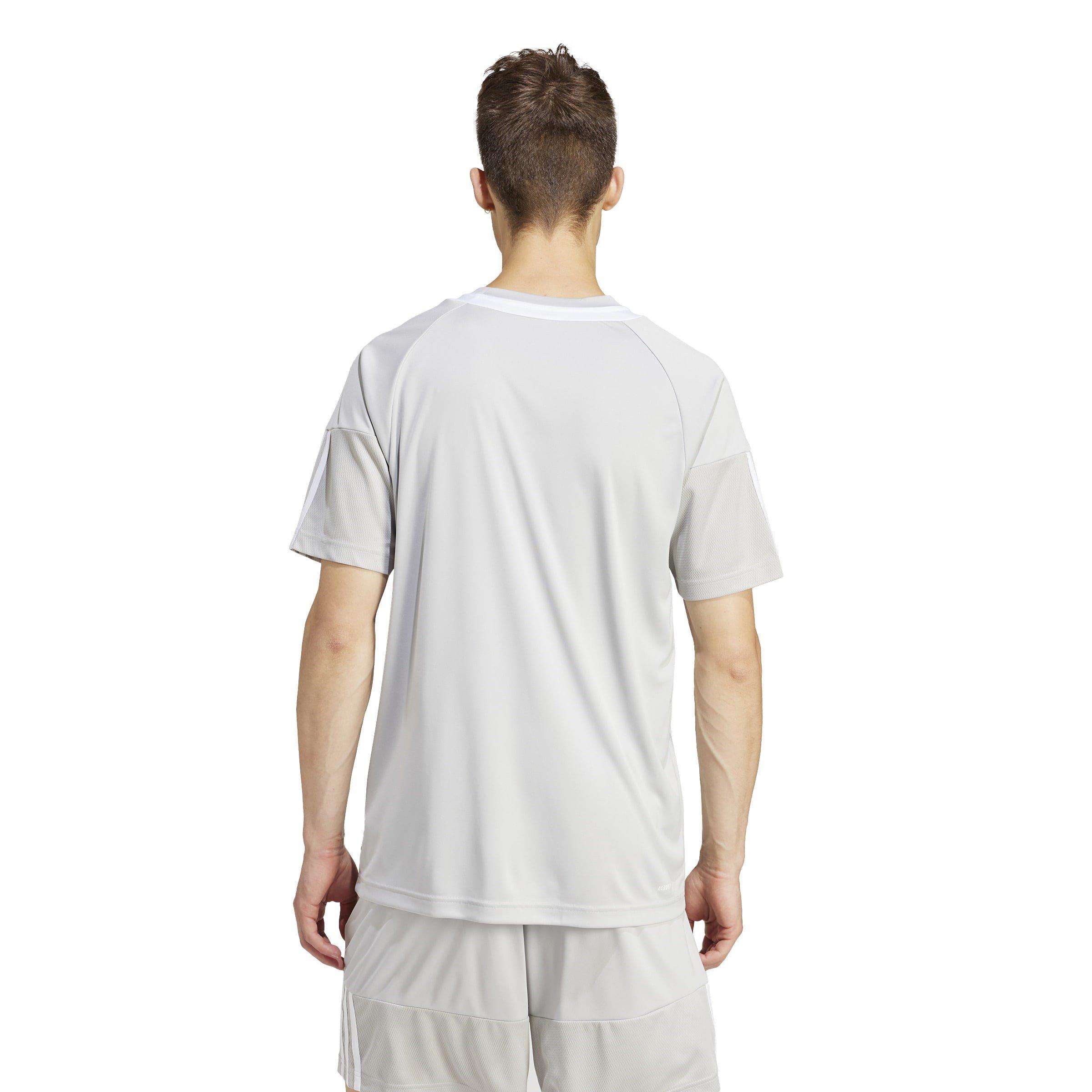 Grey Two/White - adidas - Sereno Aeroready 3 Stripes Adults T Shirt - 3